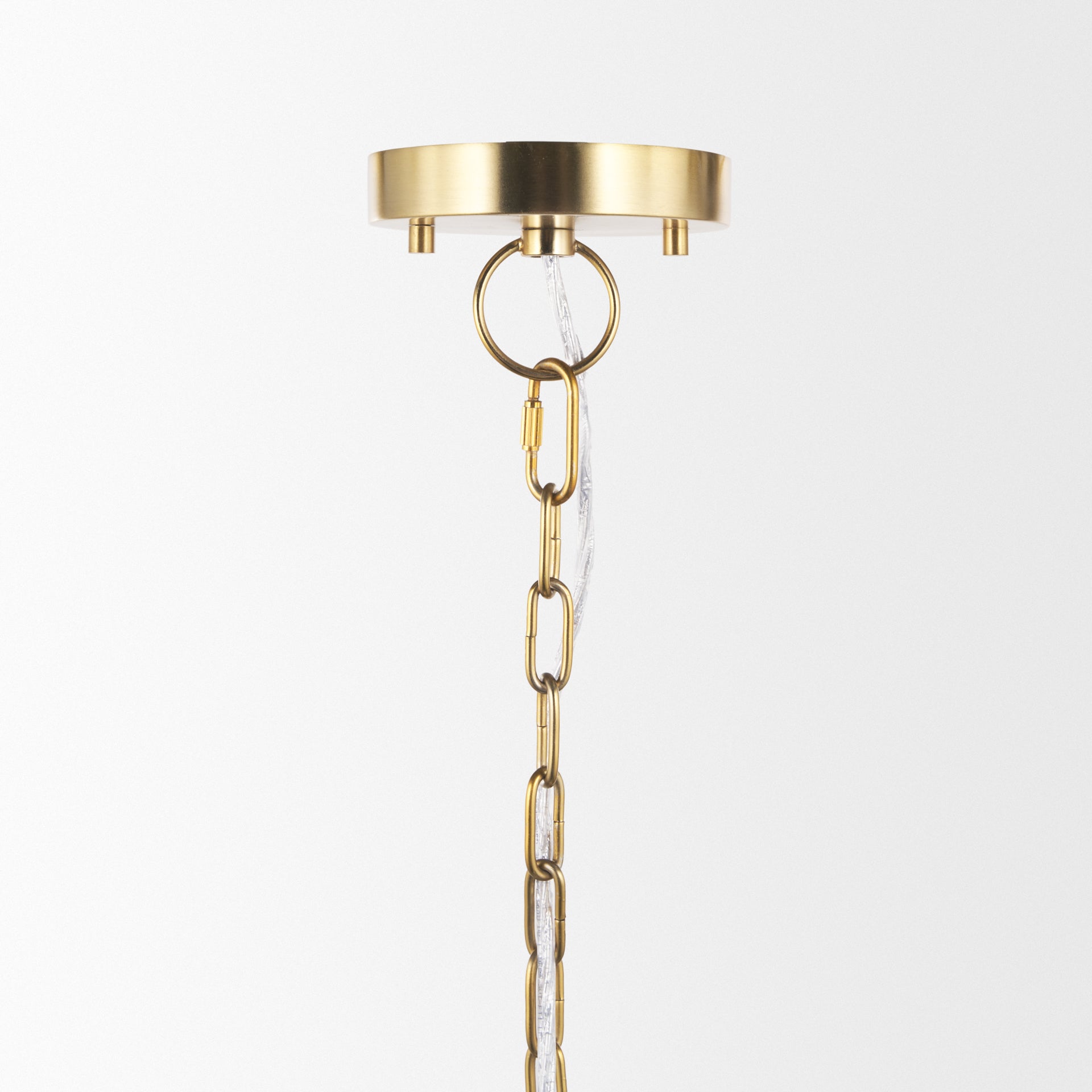 Lámpara colgante grande Sadah de vidrio soplado transparente con metal dorado
