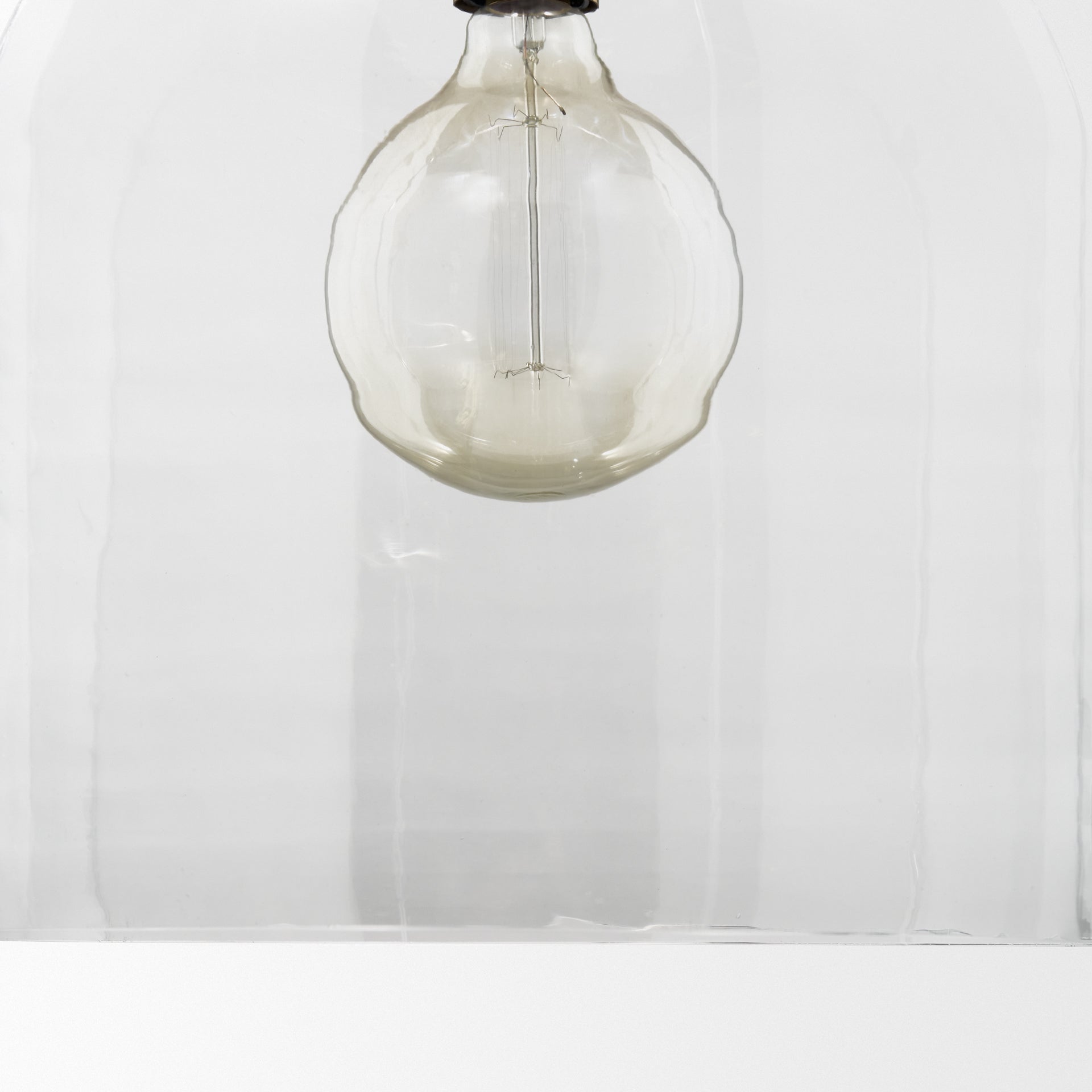 Lámpara colgante grande Sadah de vidrio soplado transparente con metal dorado