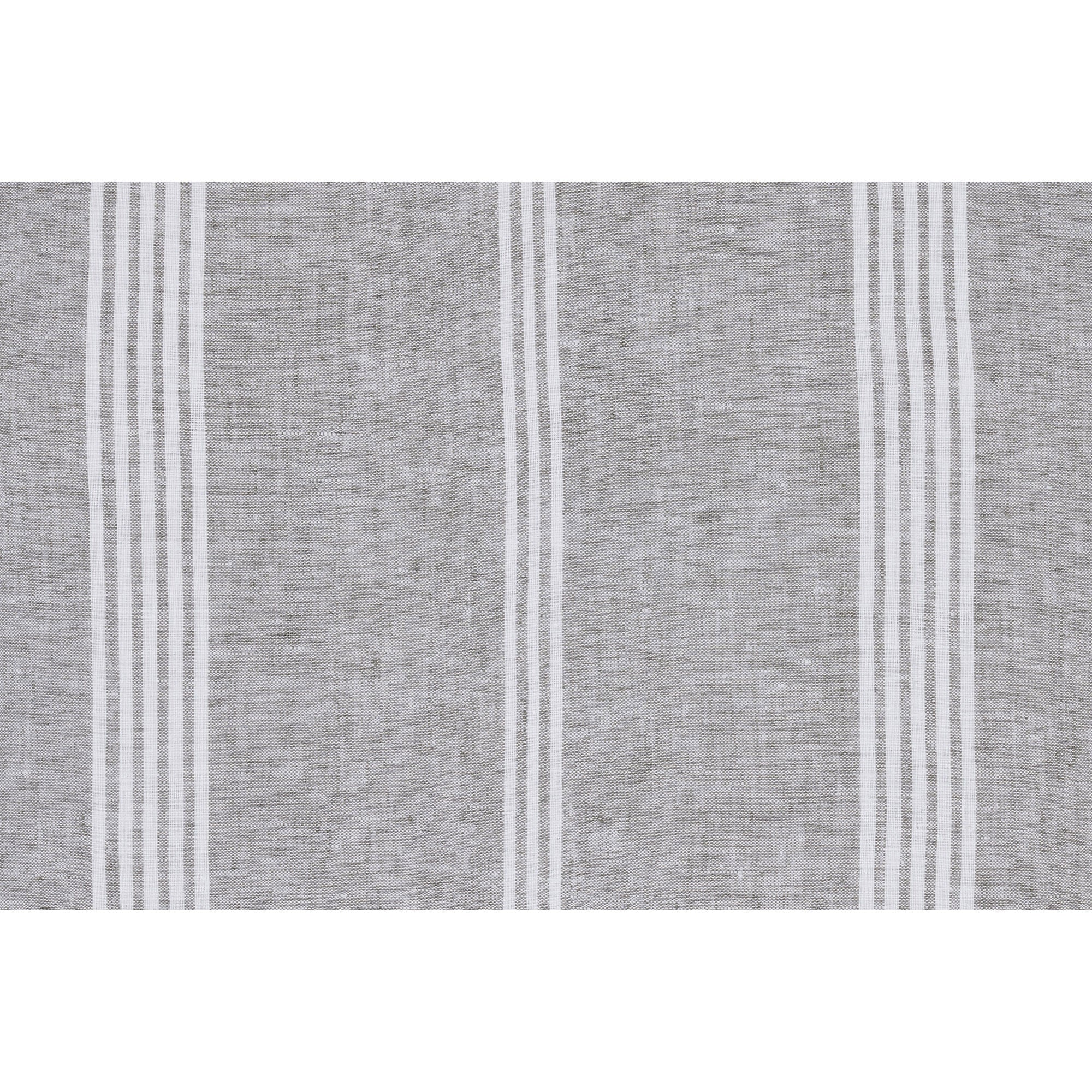 Damari pillow in gray linen fabric with white vertical stripes, showcasing a textured pattern.
