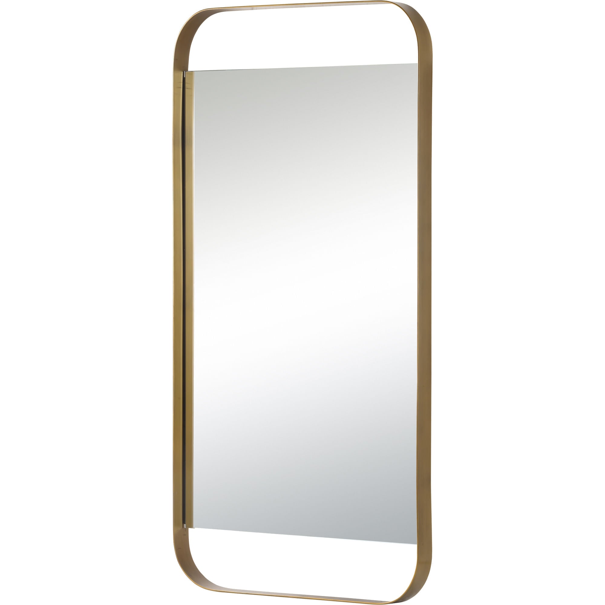 Zariyah mirror with a sleek antique brass frame and a clear reflective surface.