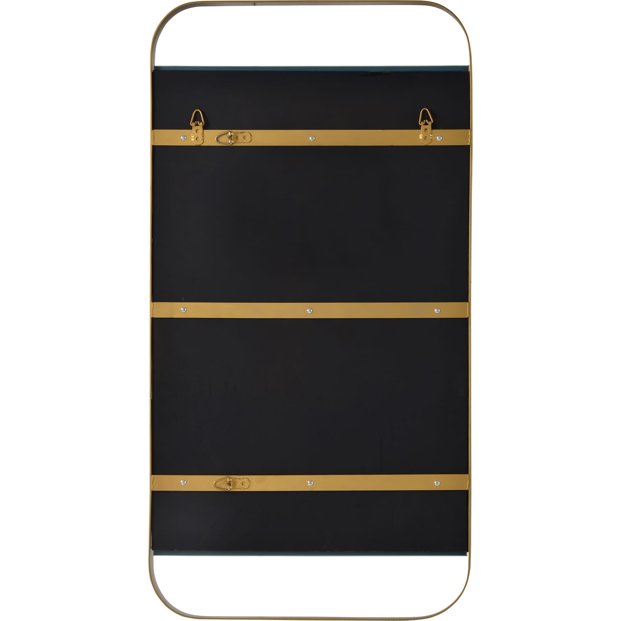 Back view of Zariyah mirror featuring mounting hardware and a black backing.