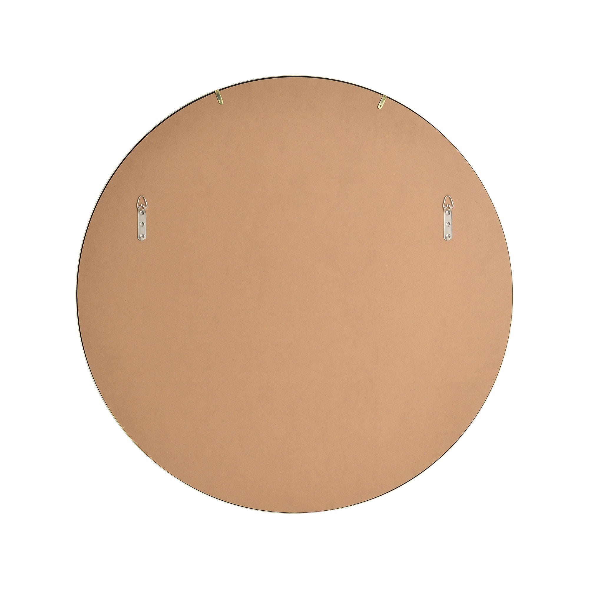 Parga mirror by Renwil, back view showing the mounting hardware and circular design.