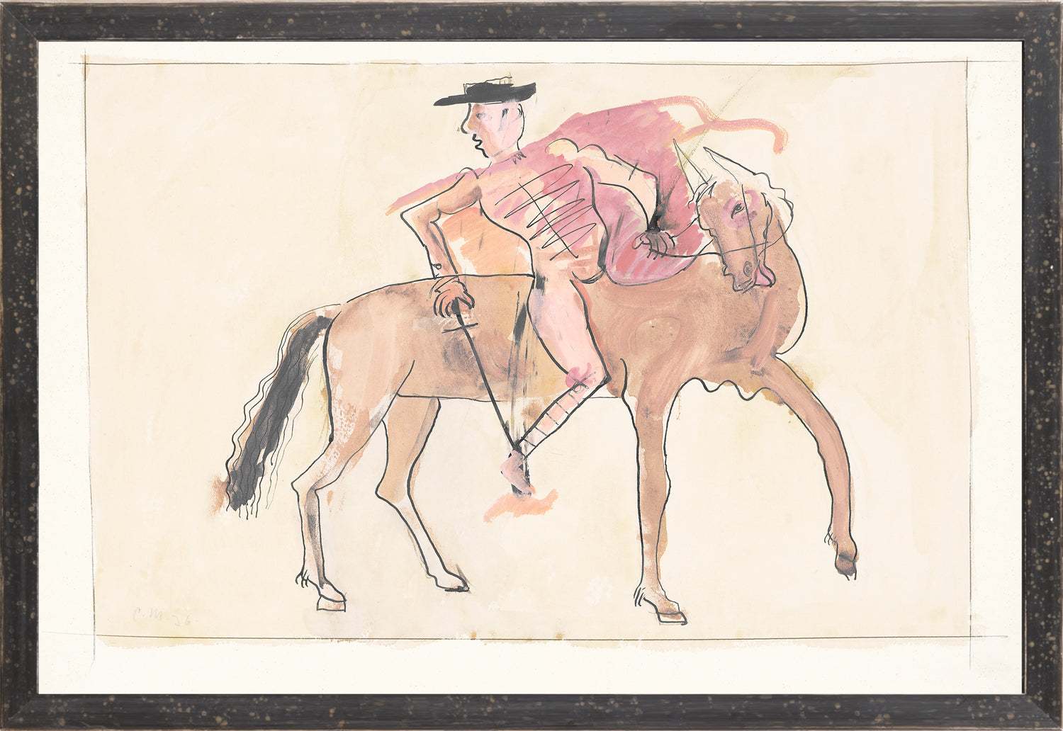 Collection 17 – The Matador wall art featuring a rider on a horse in soft watercolor tones.