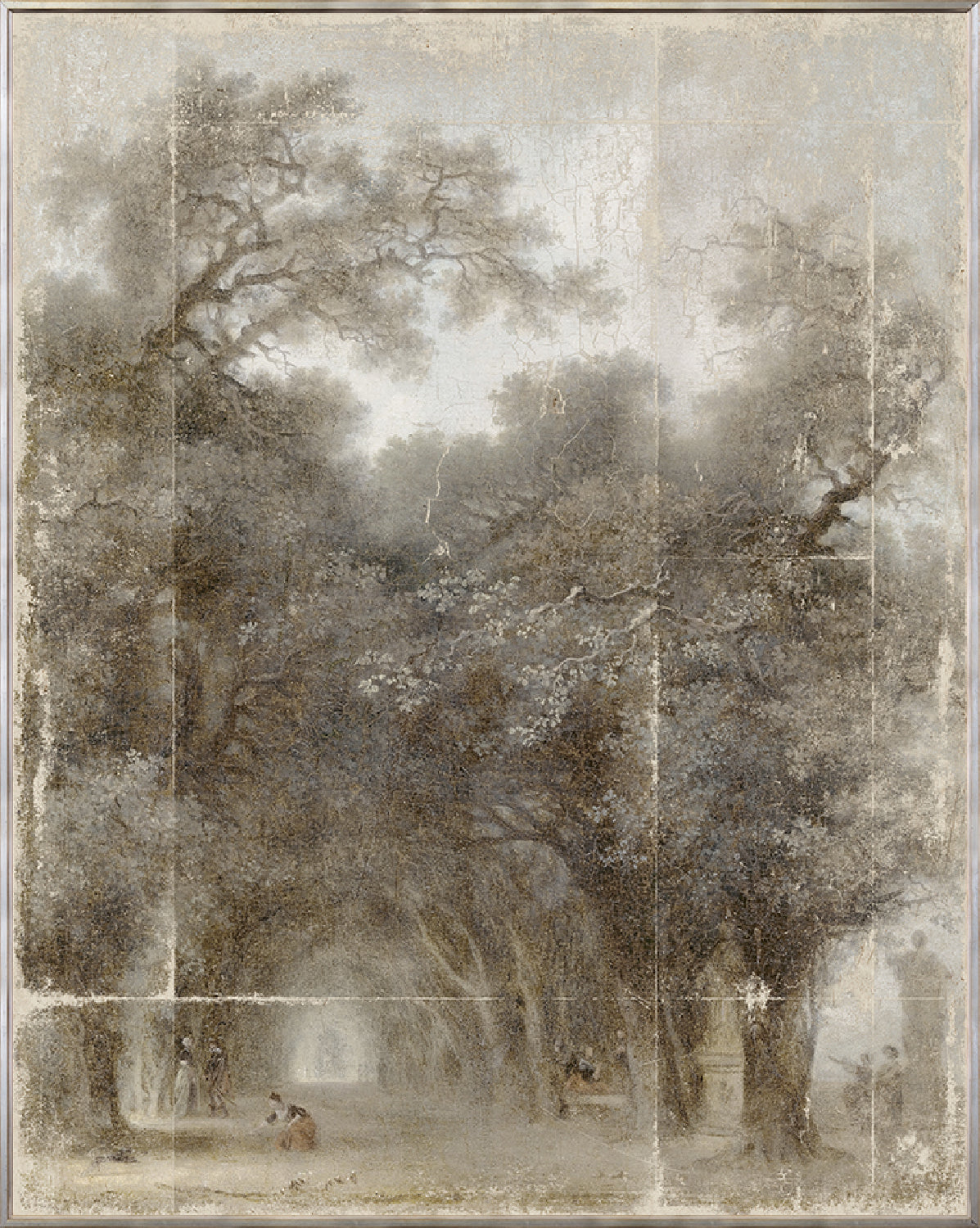 Toille Landscape I wall art depicting a serene tree-lined path with soft gray and beige hues.