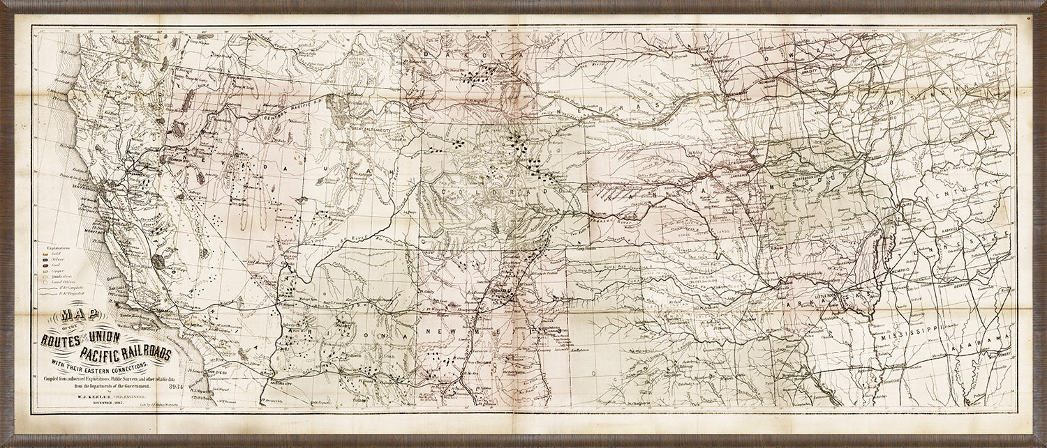 Carte - Chemins de fer de l'Union Pacific, 1867