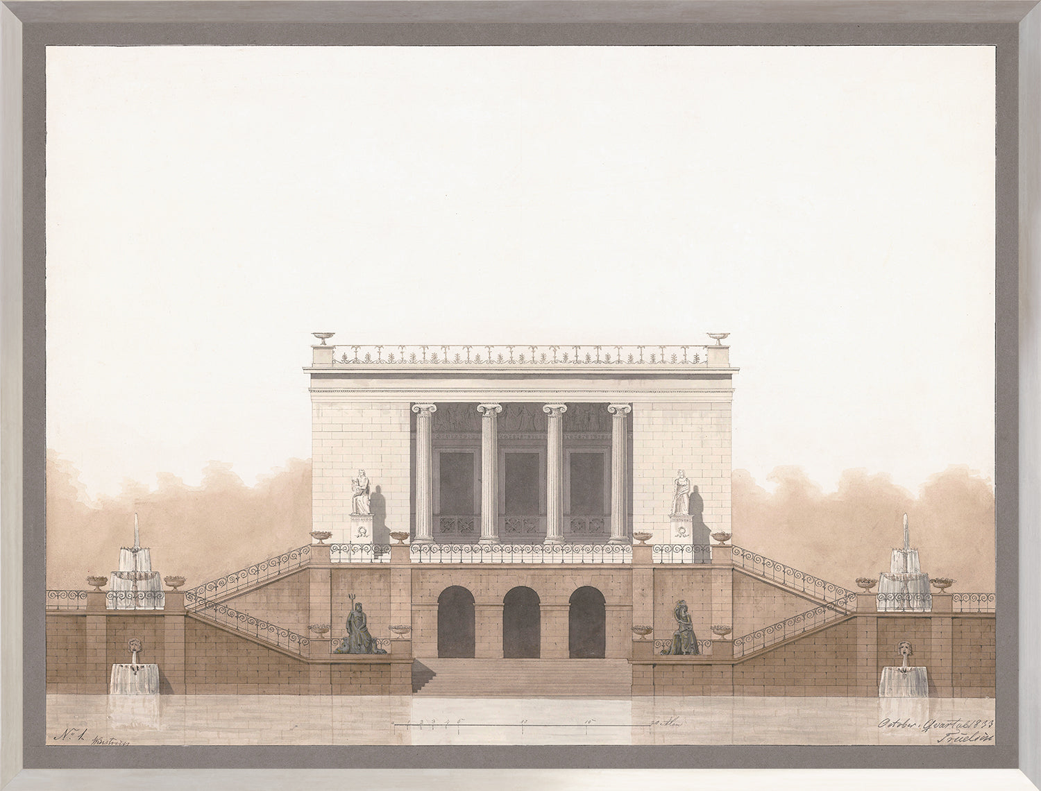 front view of Italian Villa Facade l, C. 1838 luxury Artwork
