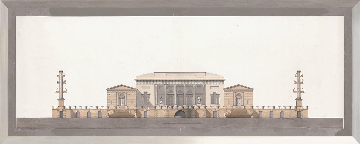 front view of Italian Villa Facade lll, C. 1838 luxury Artwork
