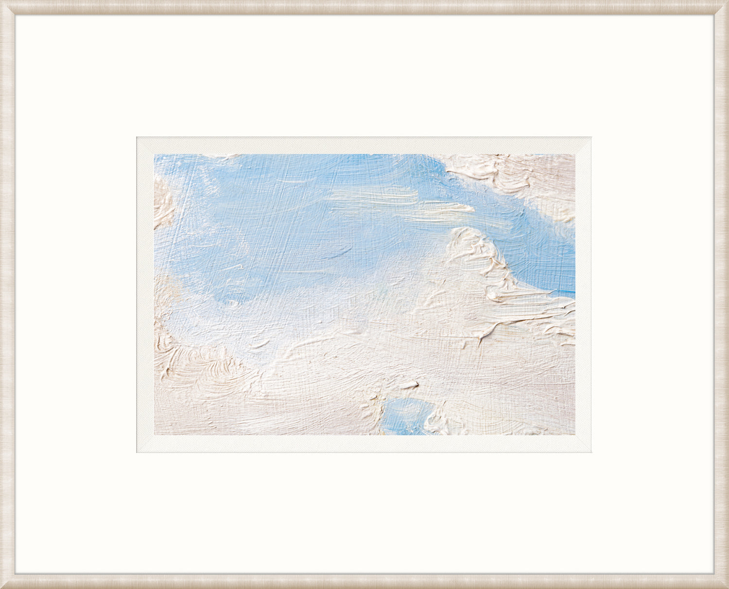 Embellished Cloud Study I wall art featuring textured blue and white abstract clouds.
