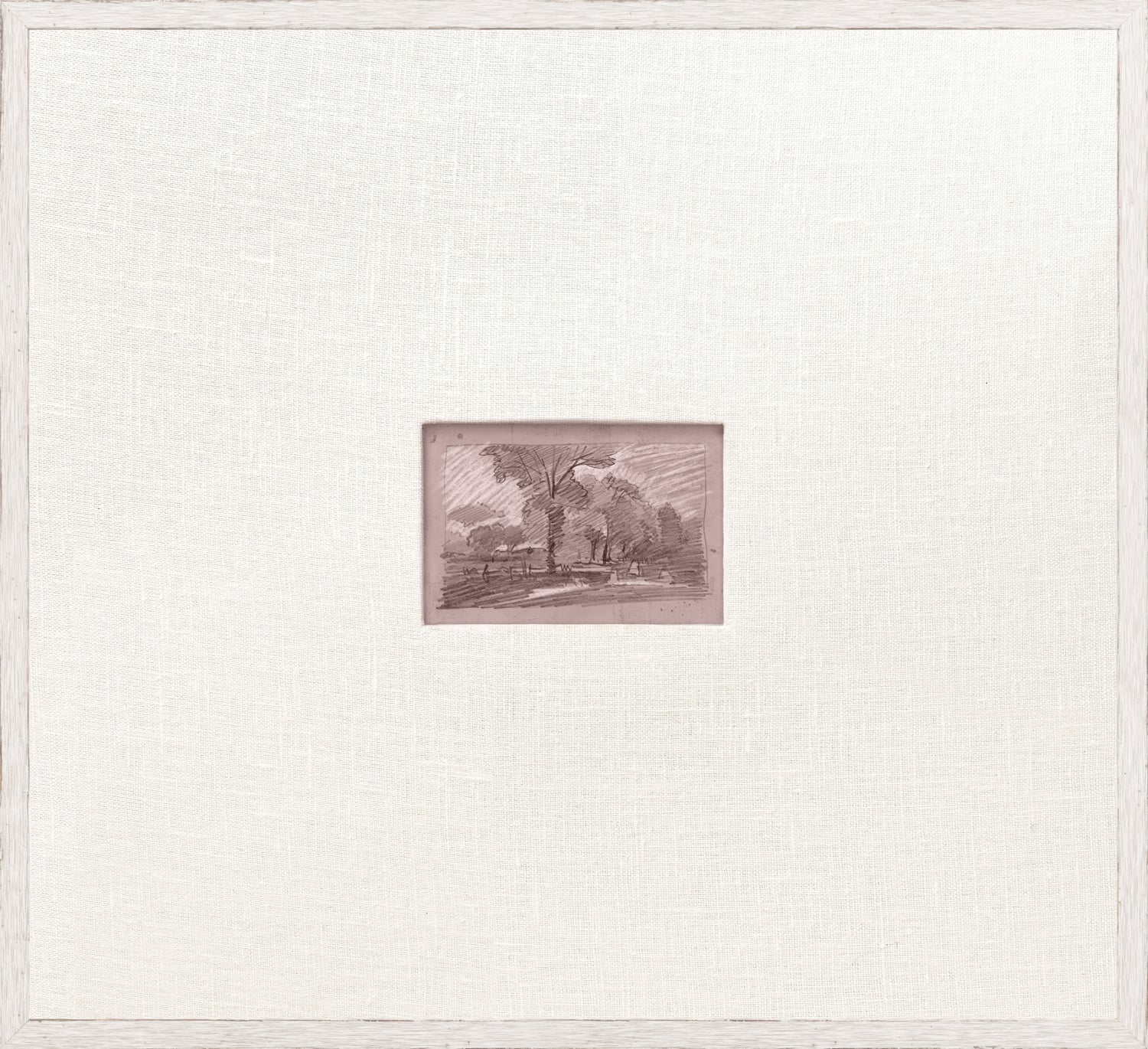 Mini Sketch V C. 1892 wall art featuring a small landscape drawing in a textured white frame.