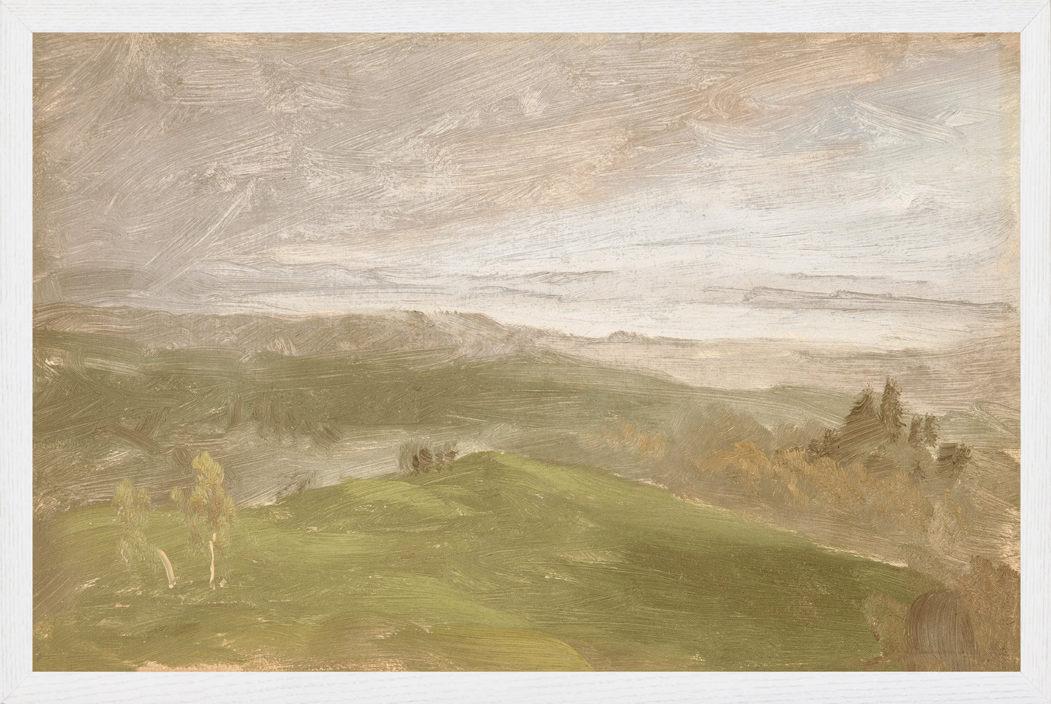 Hudson River School – Summer View, Hudson Valley C. 1870 framed art print, 14.25 × 21.25 in
