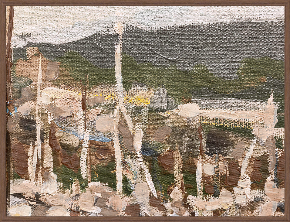At The Edge I wall art featuring abstract landscape with earthy tones and textured brush strokes