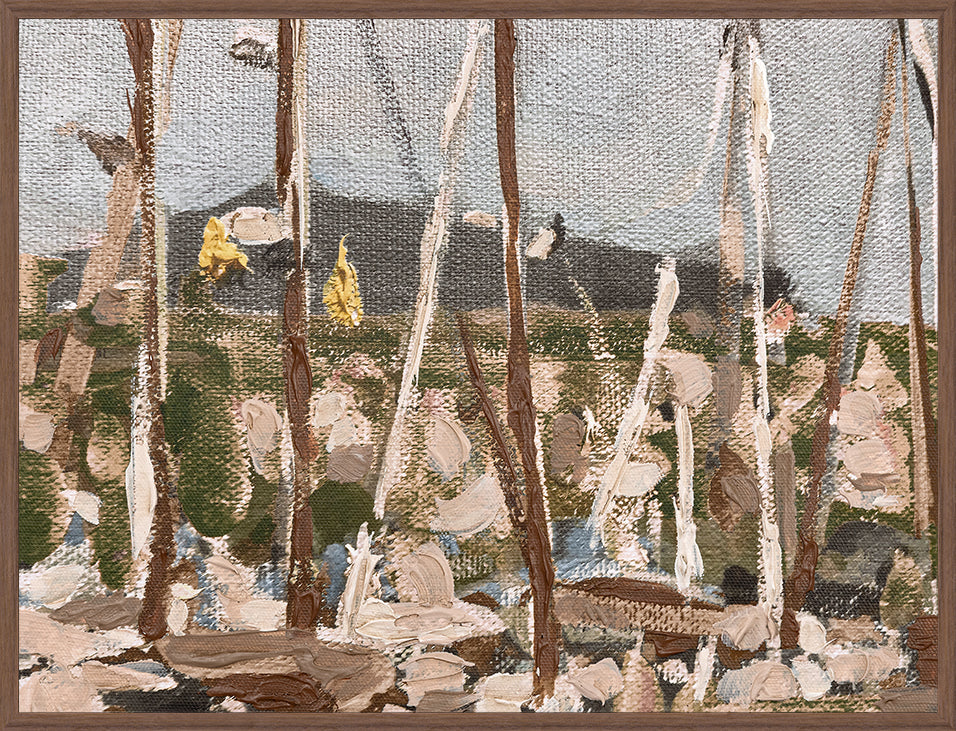 At The Edge II wall art featuring abstract landscape with muted colors and textured brush strokes.