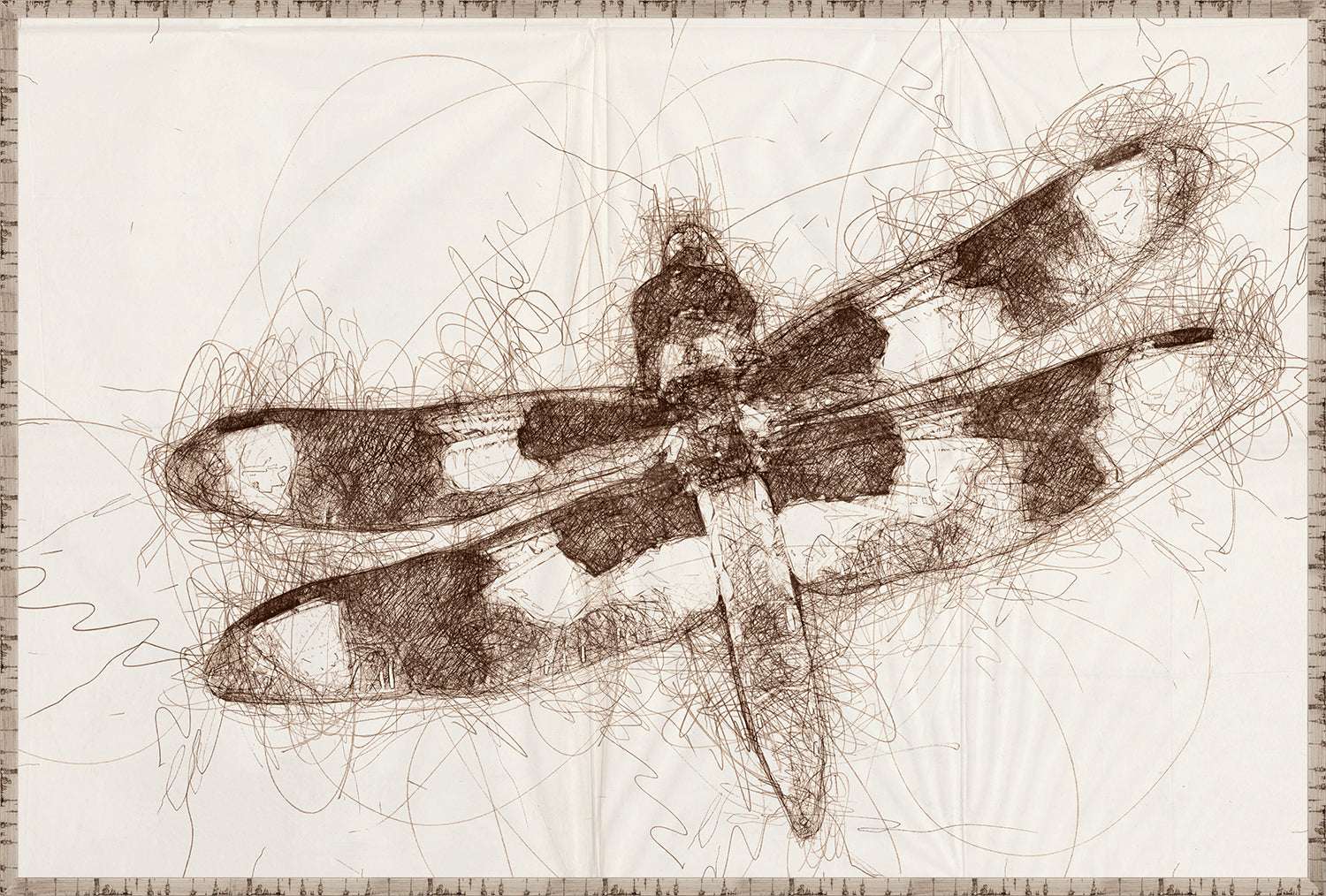 Nature Sketch – Dragonfly I wall art featuring a brown dragonfly sketch on a light background.