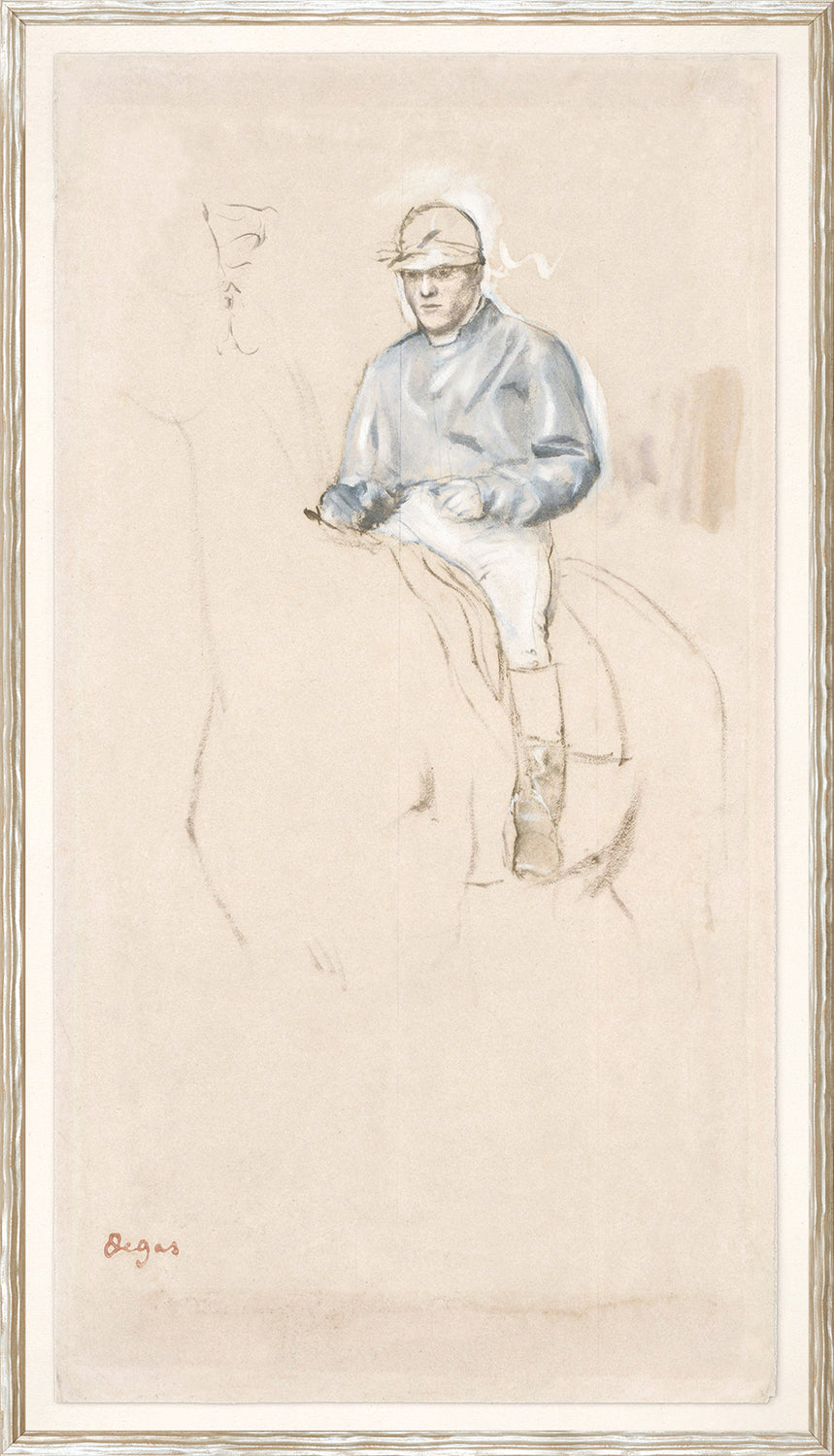 Collection 24, Horse and Rider C. 1885, features a seated rider in a blue jacket and cap, sketched on a light background.