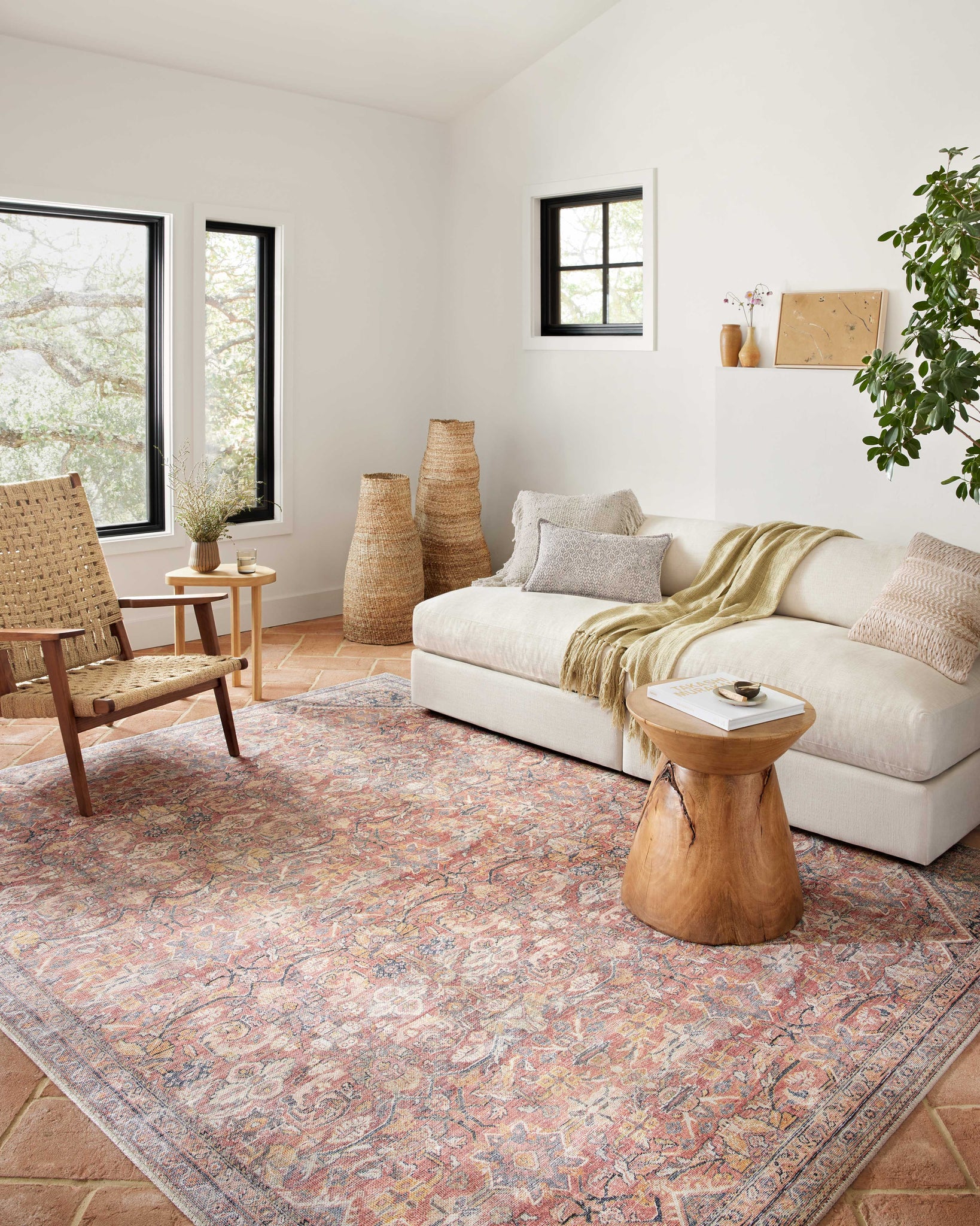 front view of Adrian Rust / Denim luxury Rug