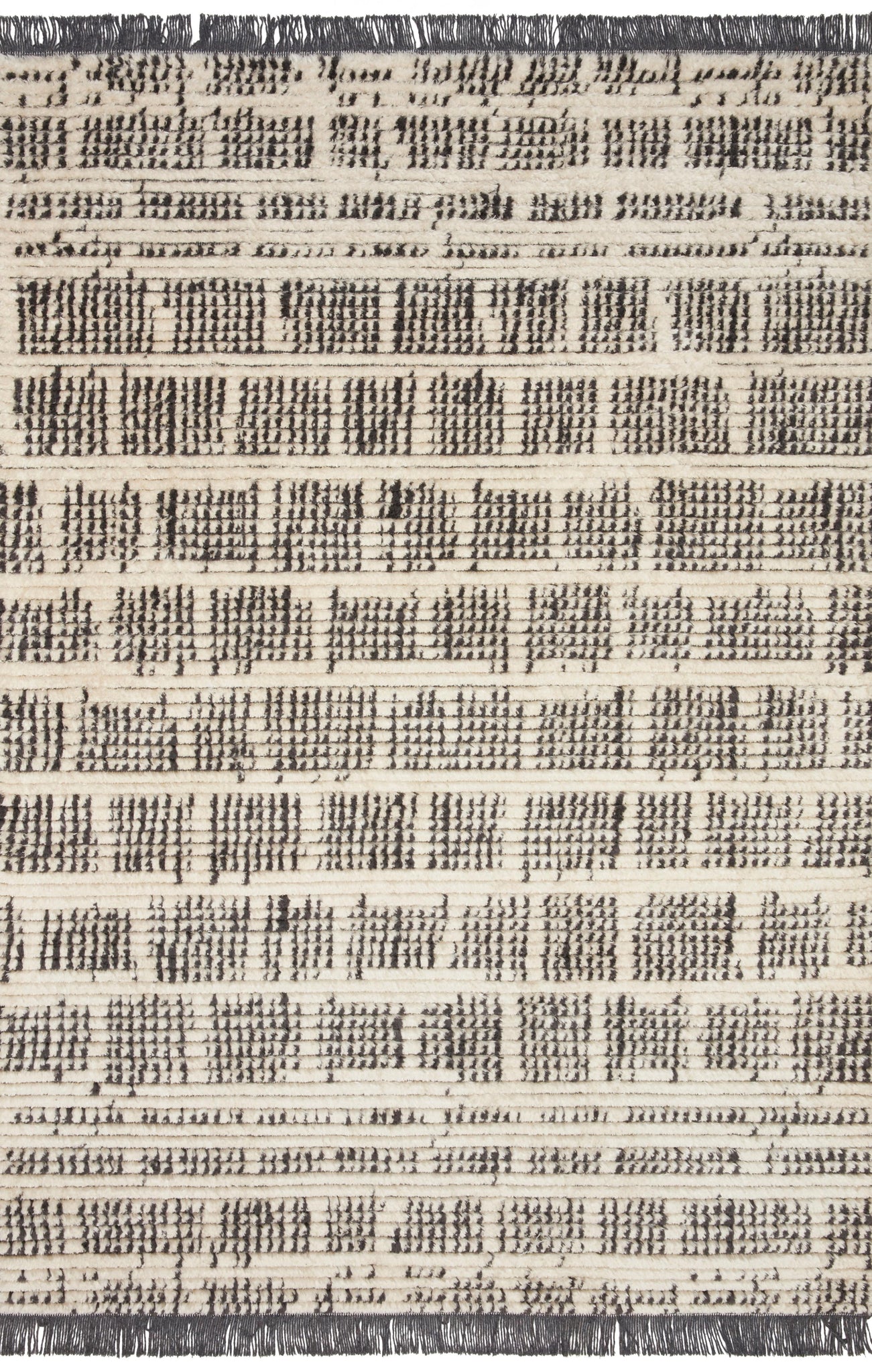 front view of Alice Cream / Charcoal by Chris Loves Julia x Loloi luxury Rug