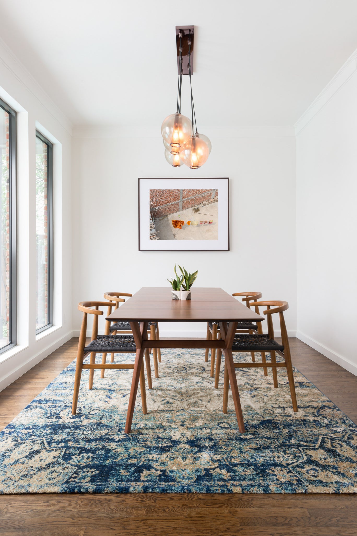 angle view of Anastasia Blue / Ivory luxury Rug