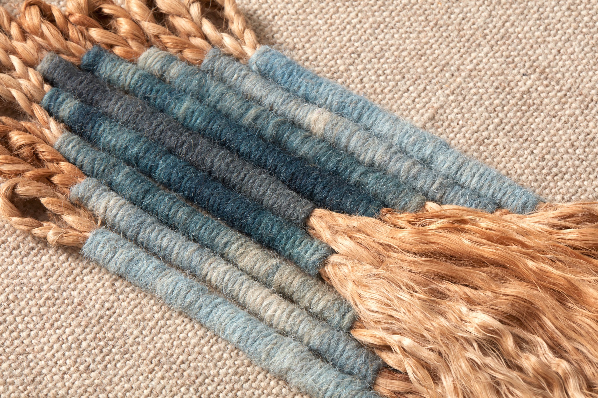 Ashley Beige / Blue Rug Art - Macro Detail (H)