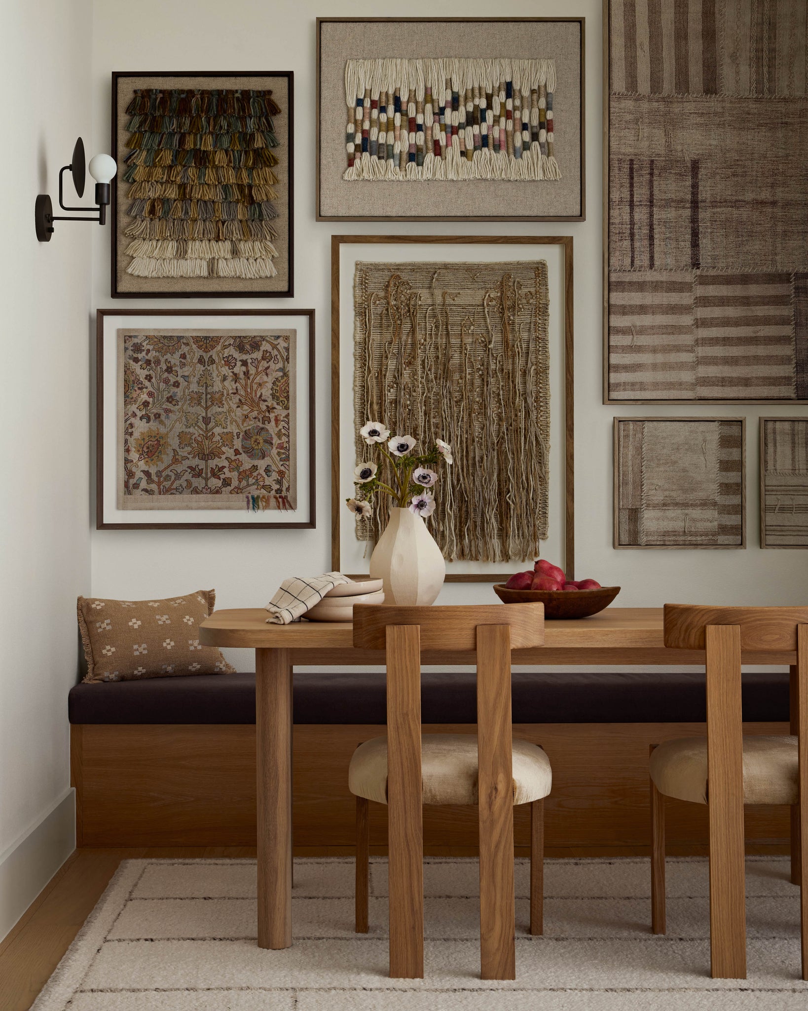 Pieced Work Beige / Brown Rug Art - Roomscene #1 (V)