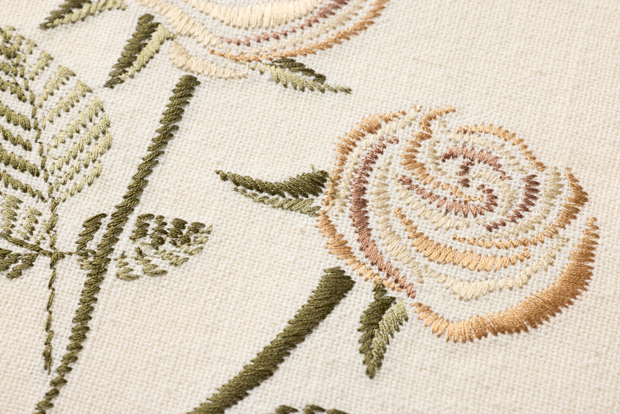 Rose Bud Beige Beige / Green Rug Art - Macro Detail (H)