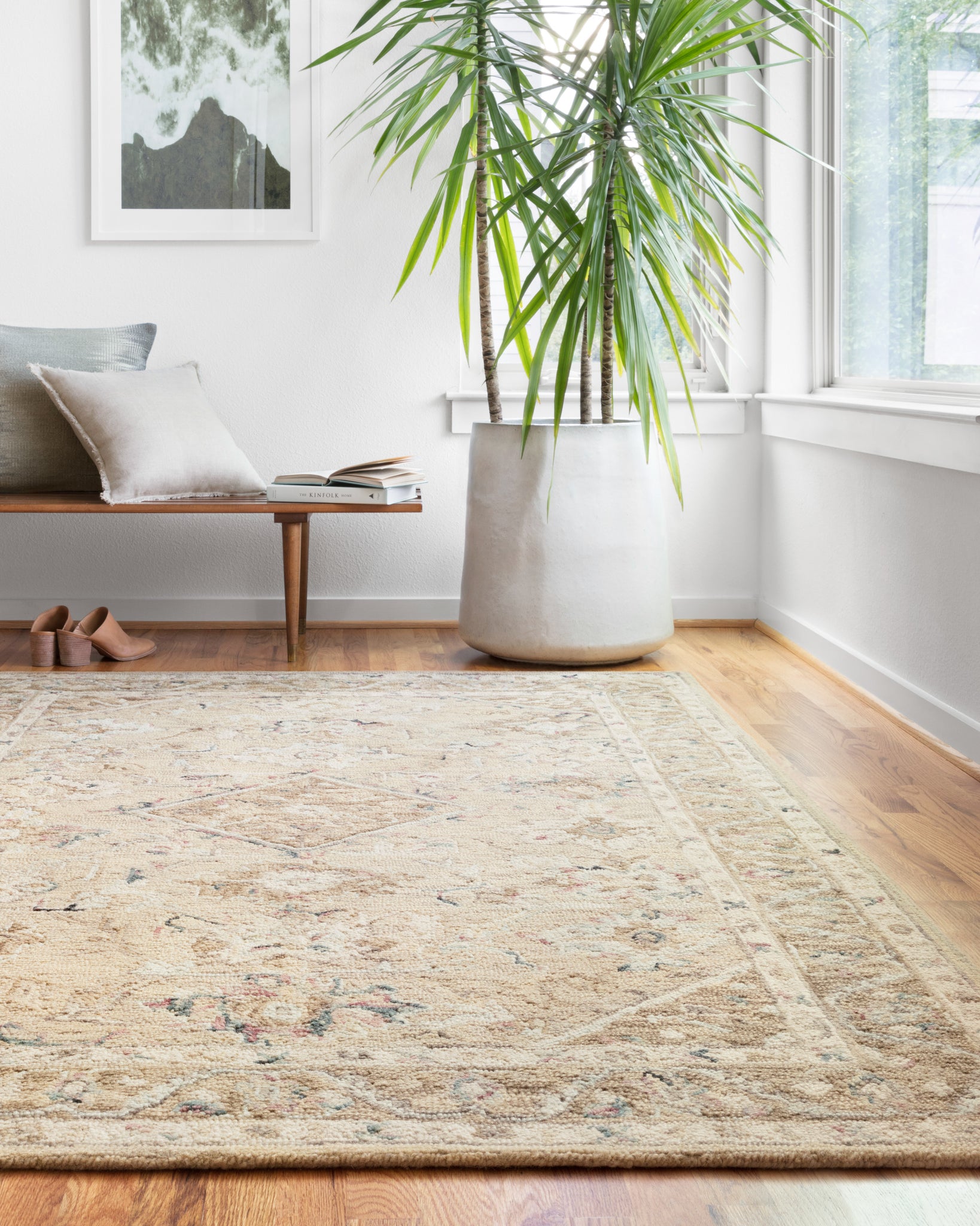 angle view of Beatty Beige / Ivory luxury Rug