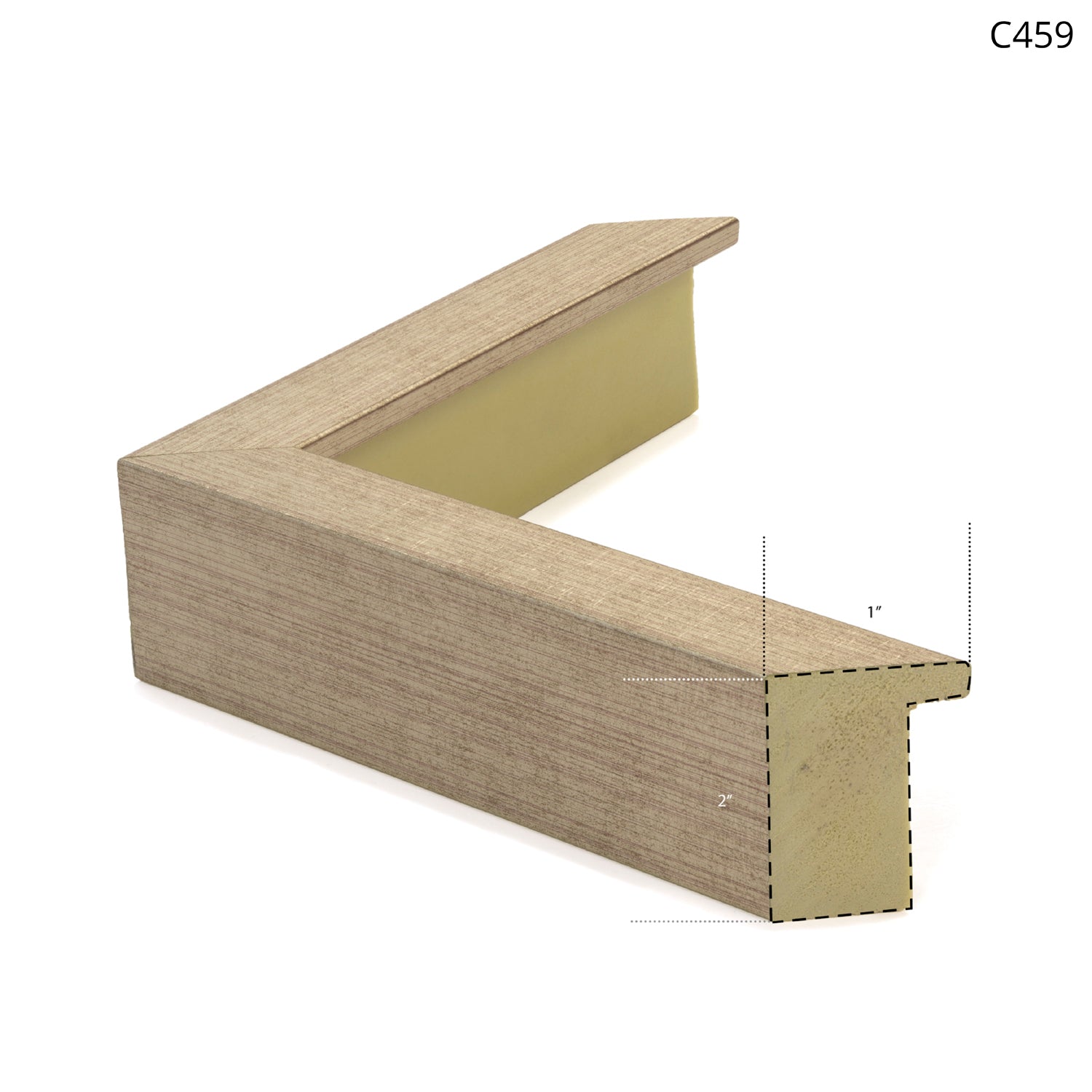 Framing corner sample in light wood finish with a textured surface.