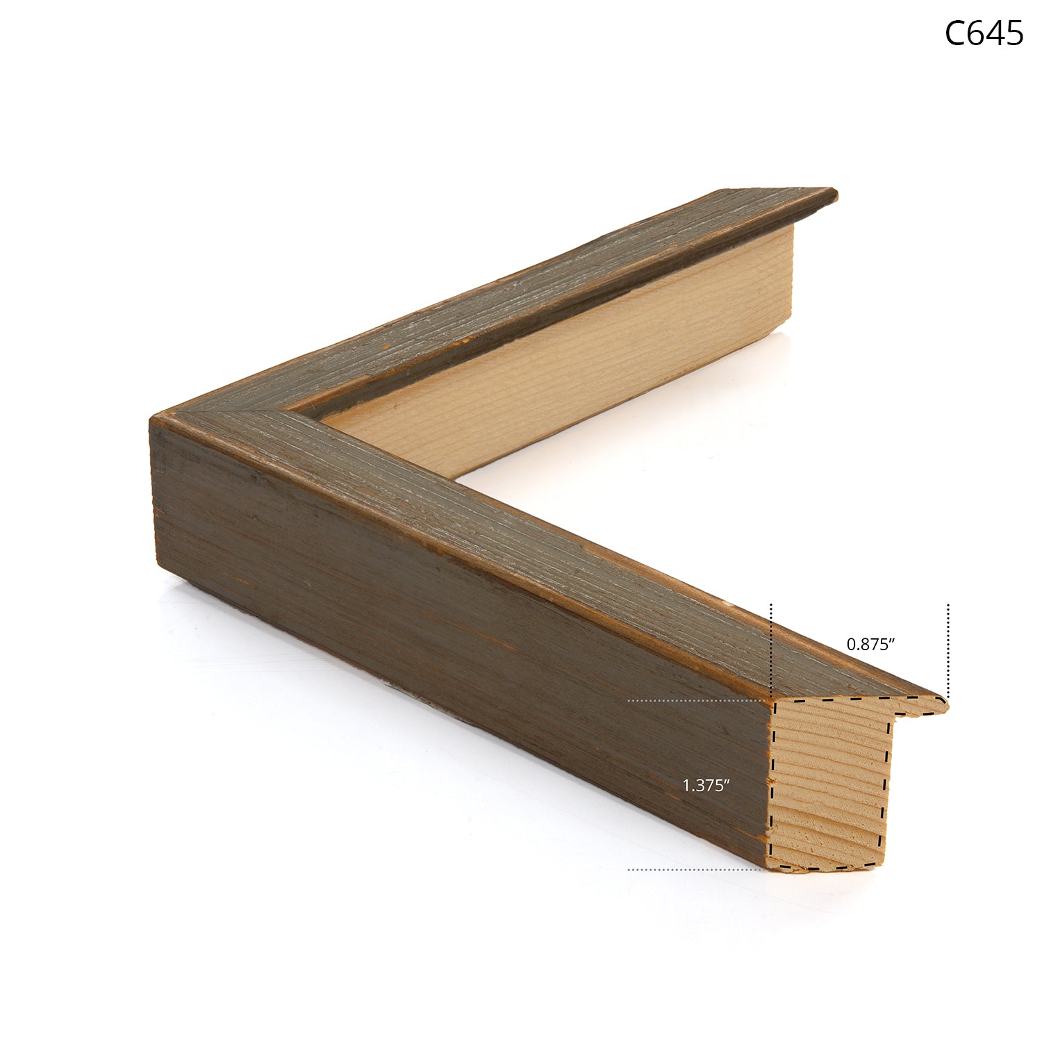 Wooden frame in a rustic gray finish, showcasing a simple, elegant design for wall art.