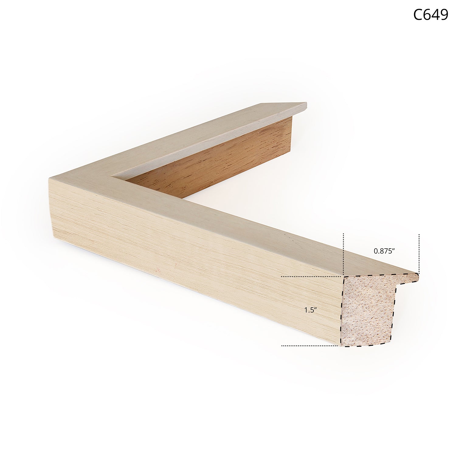Wooden frame sample with a light finish, showcasing a simple rectangular design.