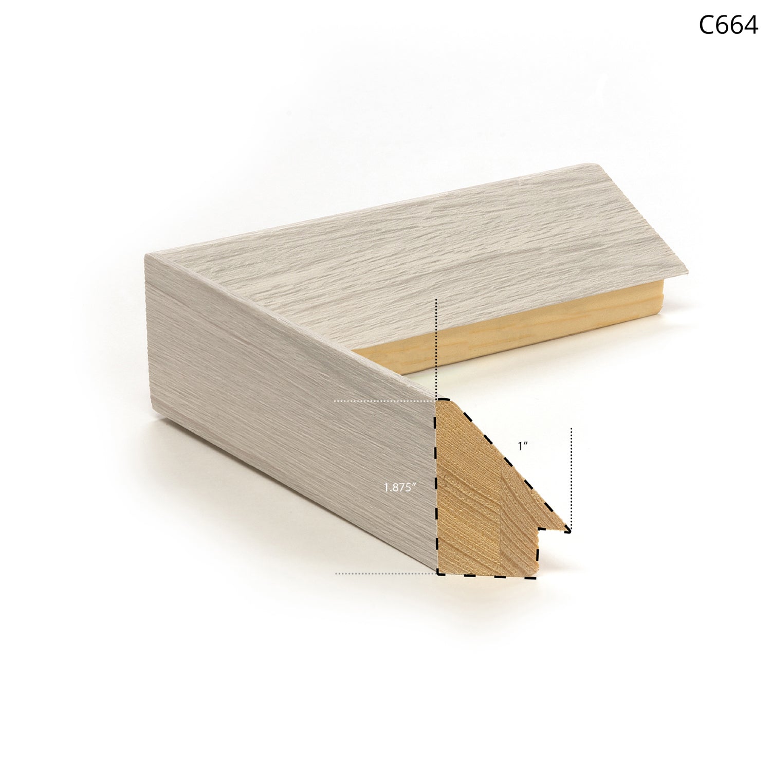 C664 frame sample with a light wood finish and angled view showcasing its design