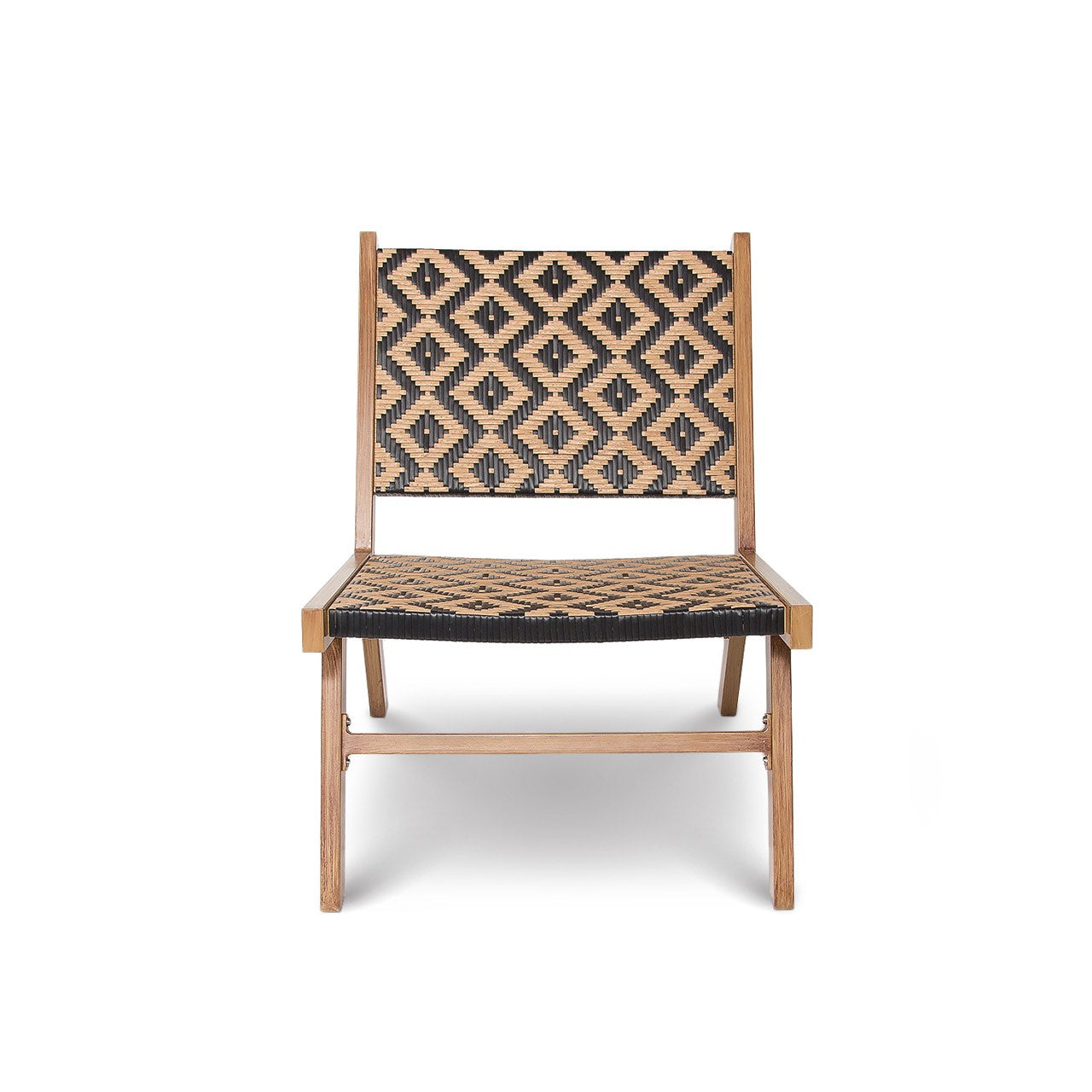 Chair with woven backrest and seat on a white background