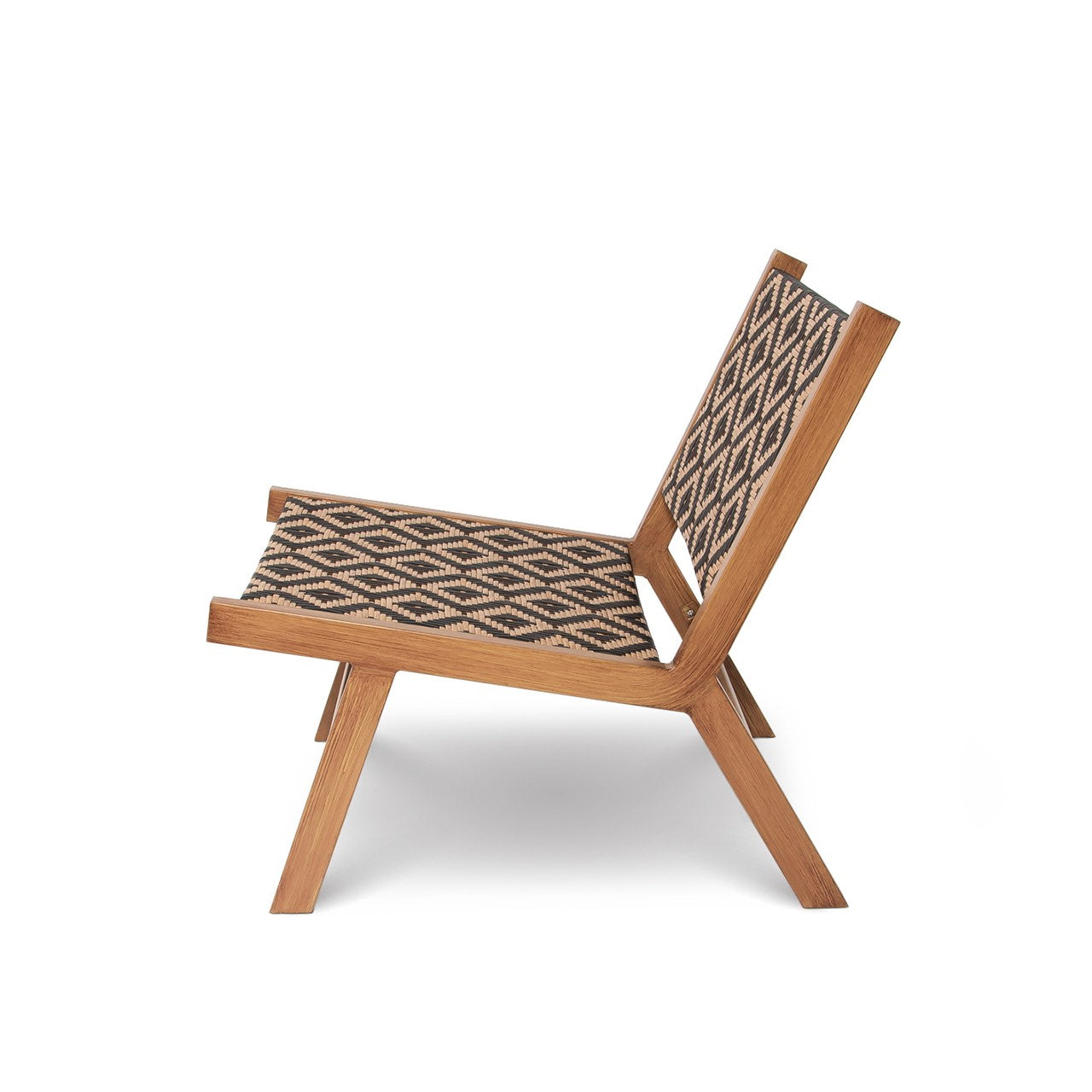 Wooden chair with woven seat and backrest on a white background