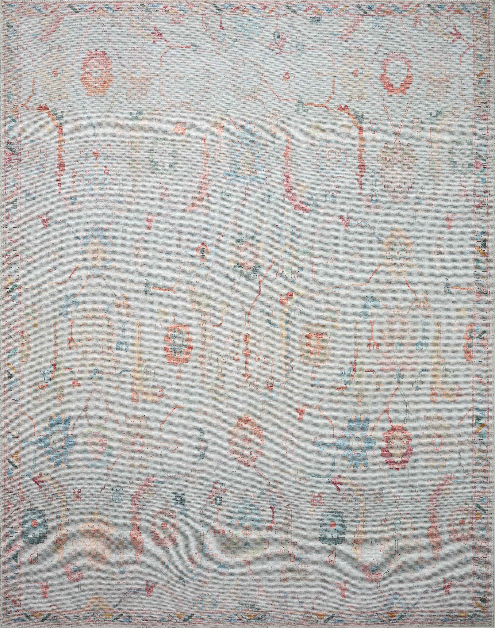 front view of Elysium Pebble / Multi luxury Rug