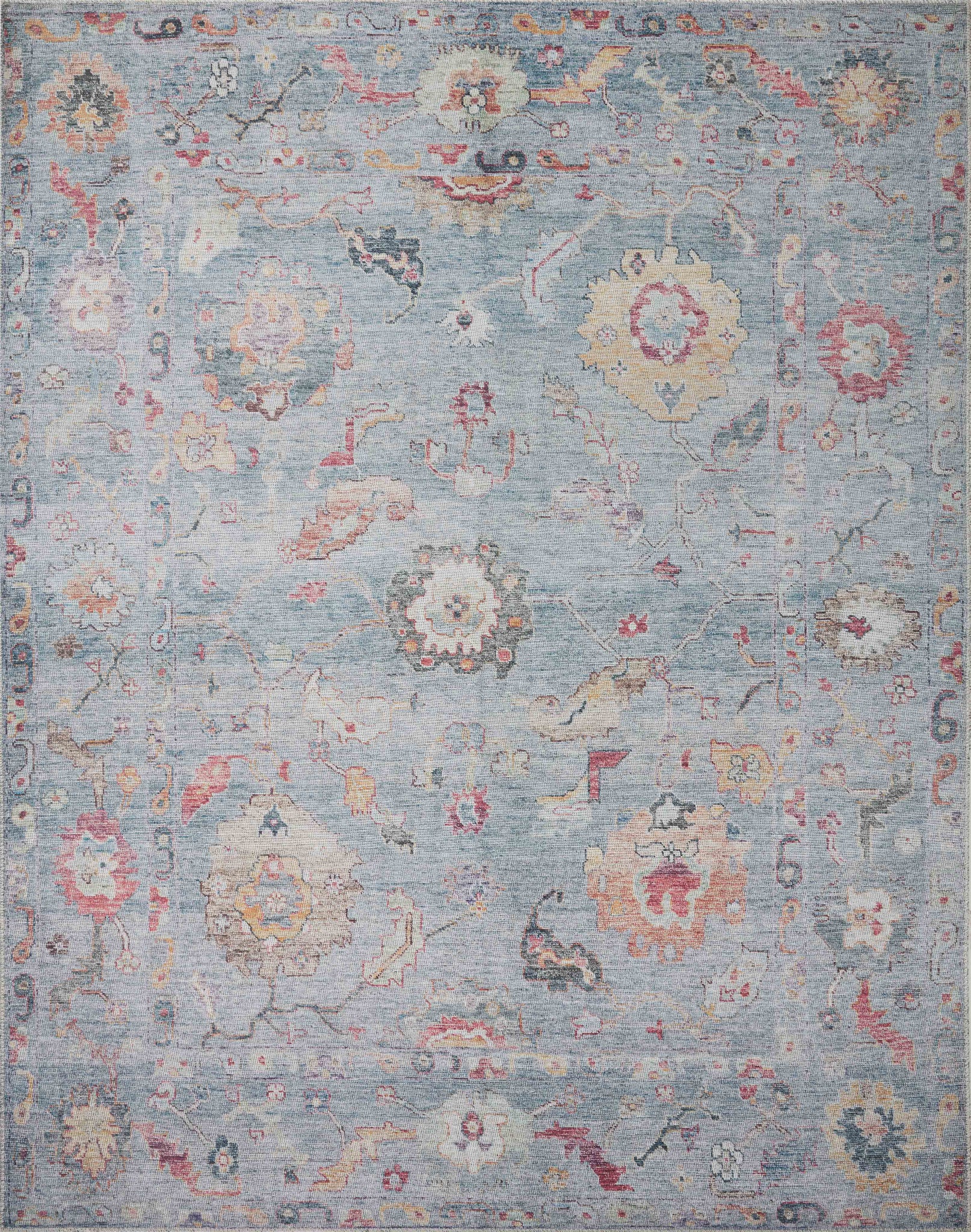 front view of Elysium Denim / Multi luxury Rug