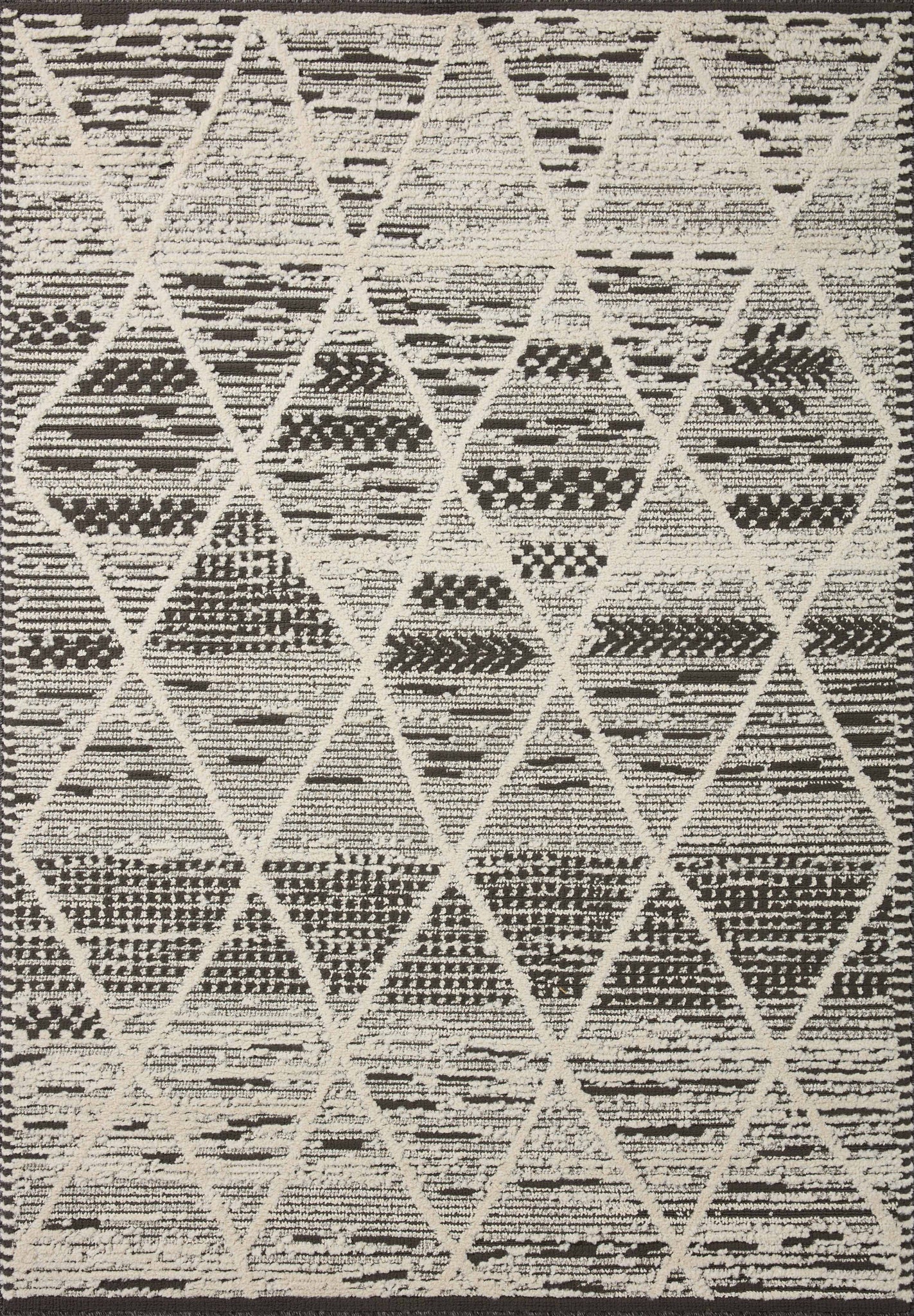 front view of Fabian Charcoal / Ivory luxury Rug