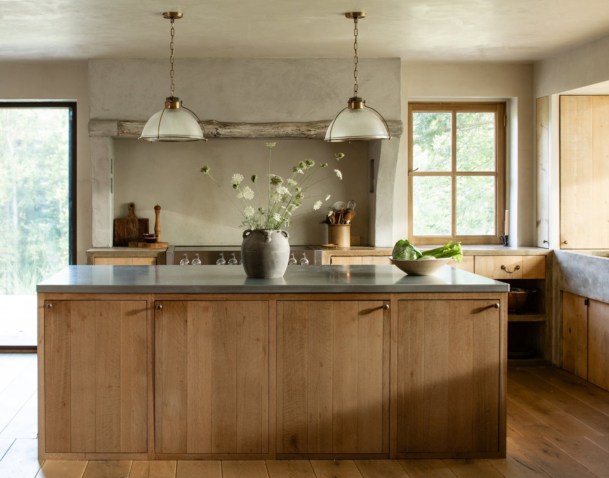Glint Pendant 16.75" styled in a bright kitchen for warm, layered light at Laurie Yapp Home.