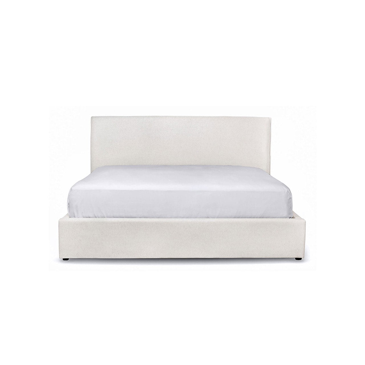 White bed with white mattress on a white background