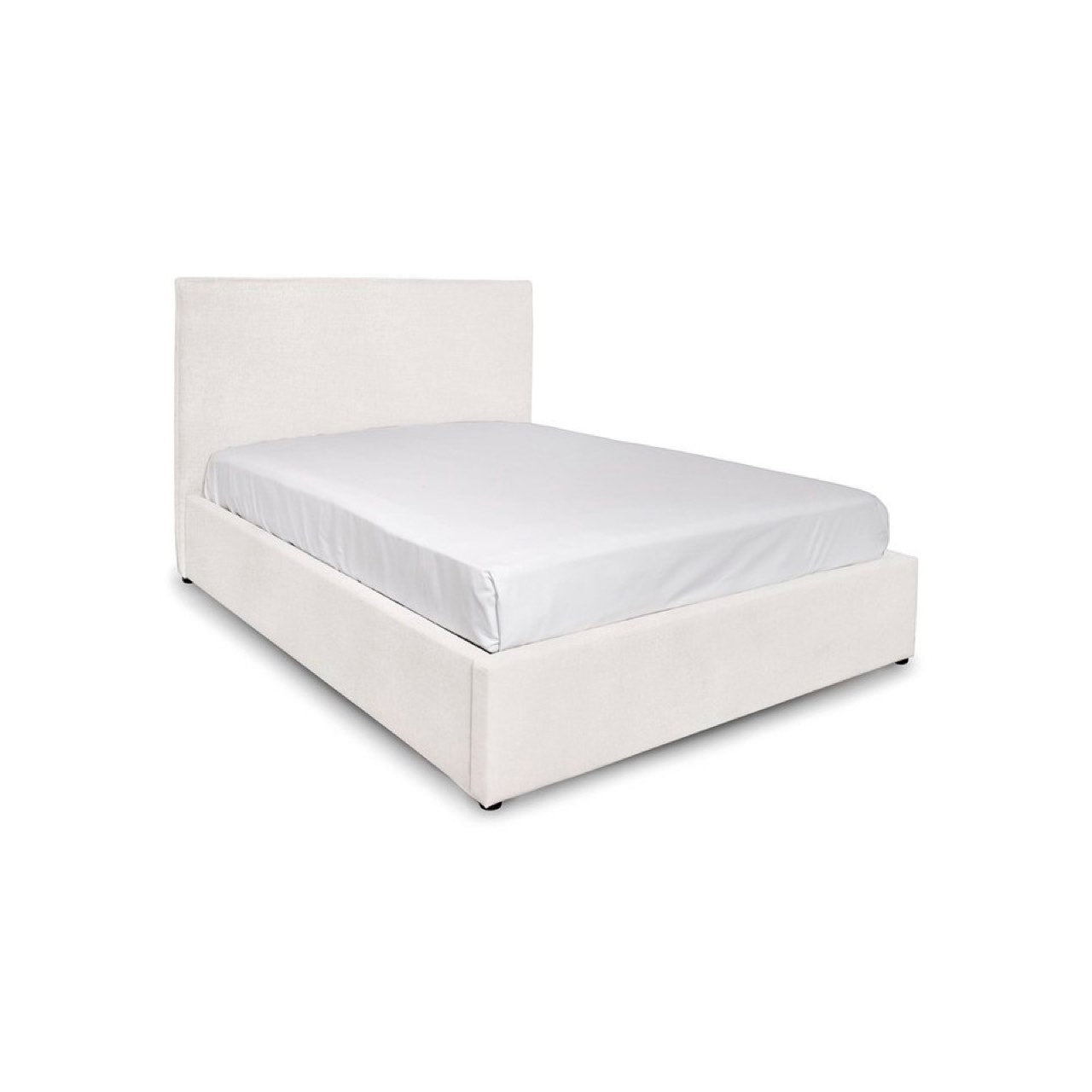 White bed with white mattress on a white background
