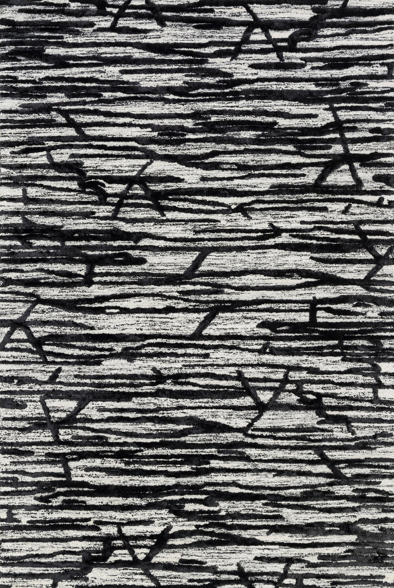 front view of Juneau Ivory / Black luxury Rug