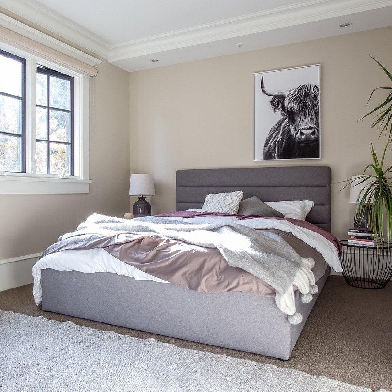 Cama doble Justin con almacenaje - Gris oscuro