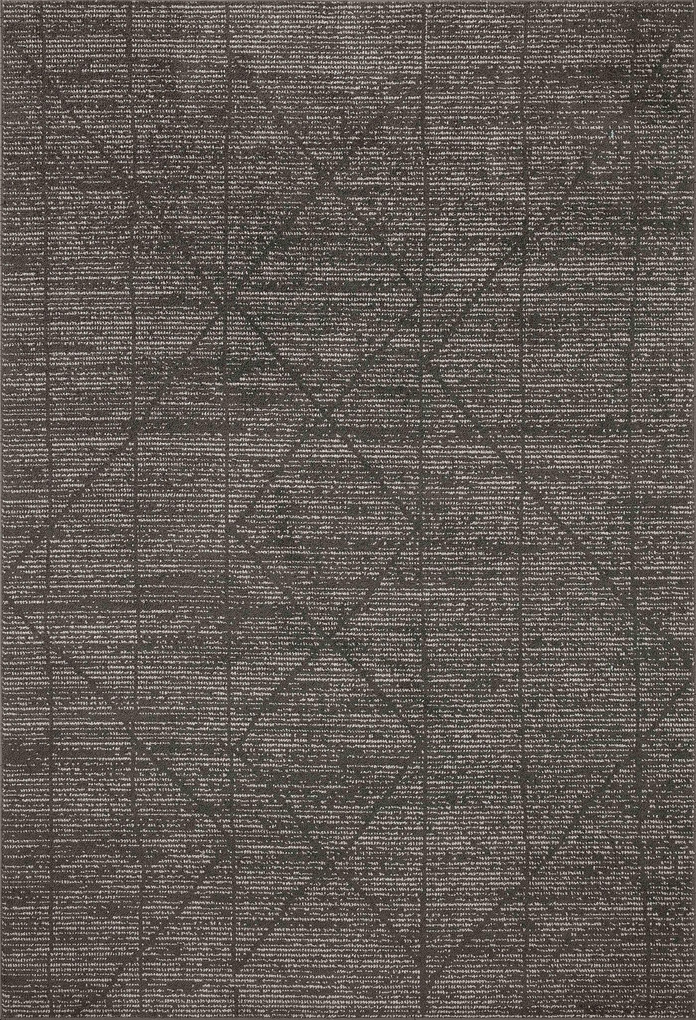 front view of Kamala Charcoal / Ivory luxury Rug