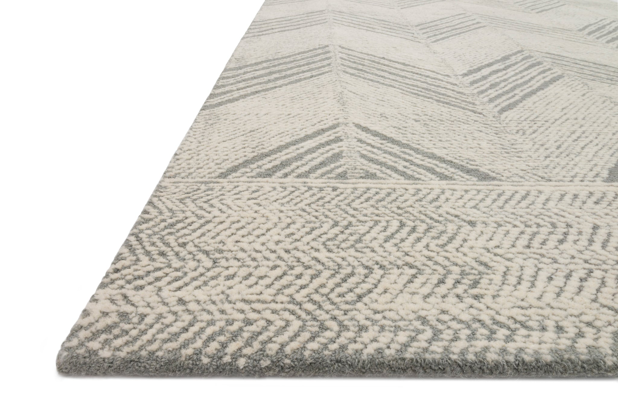 side view of Kopa Grey / Ivory luxury Rug