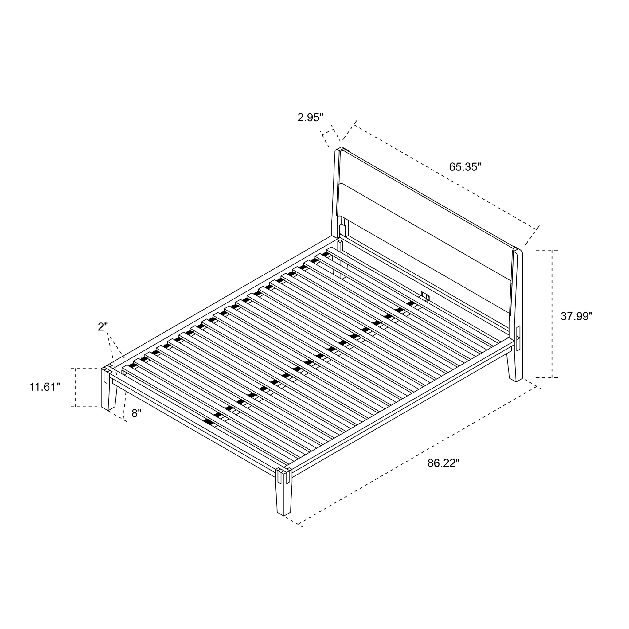 Cama Queen sin herramientas Luna - Buff
