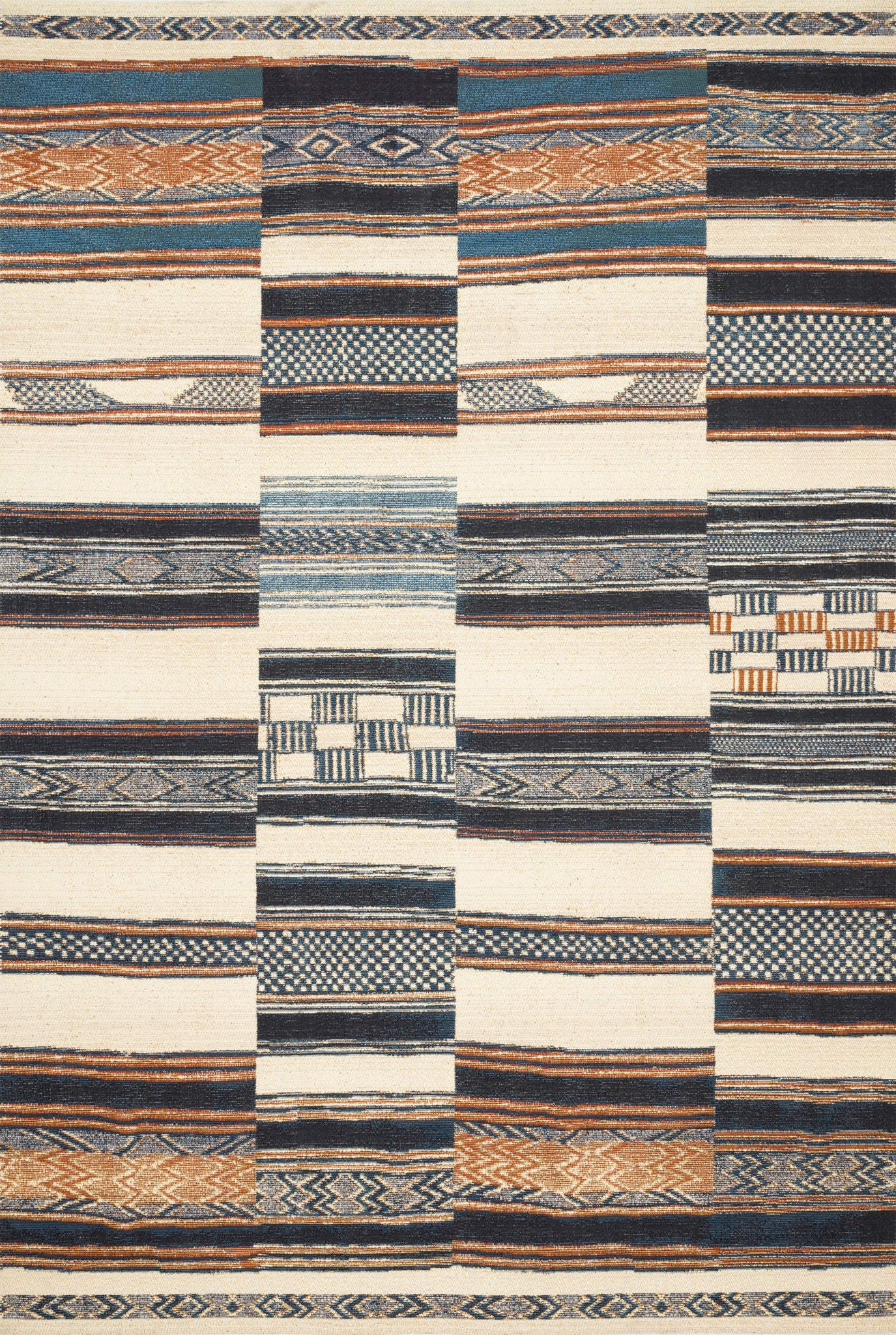 front view of Mika Ivory / Multi luxury Rug
