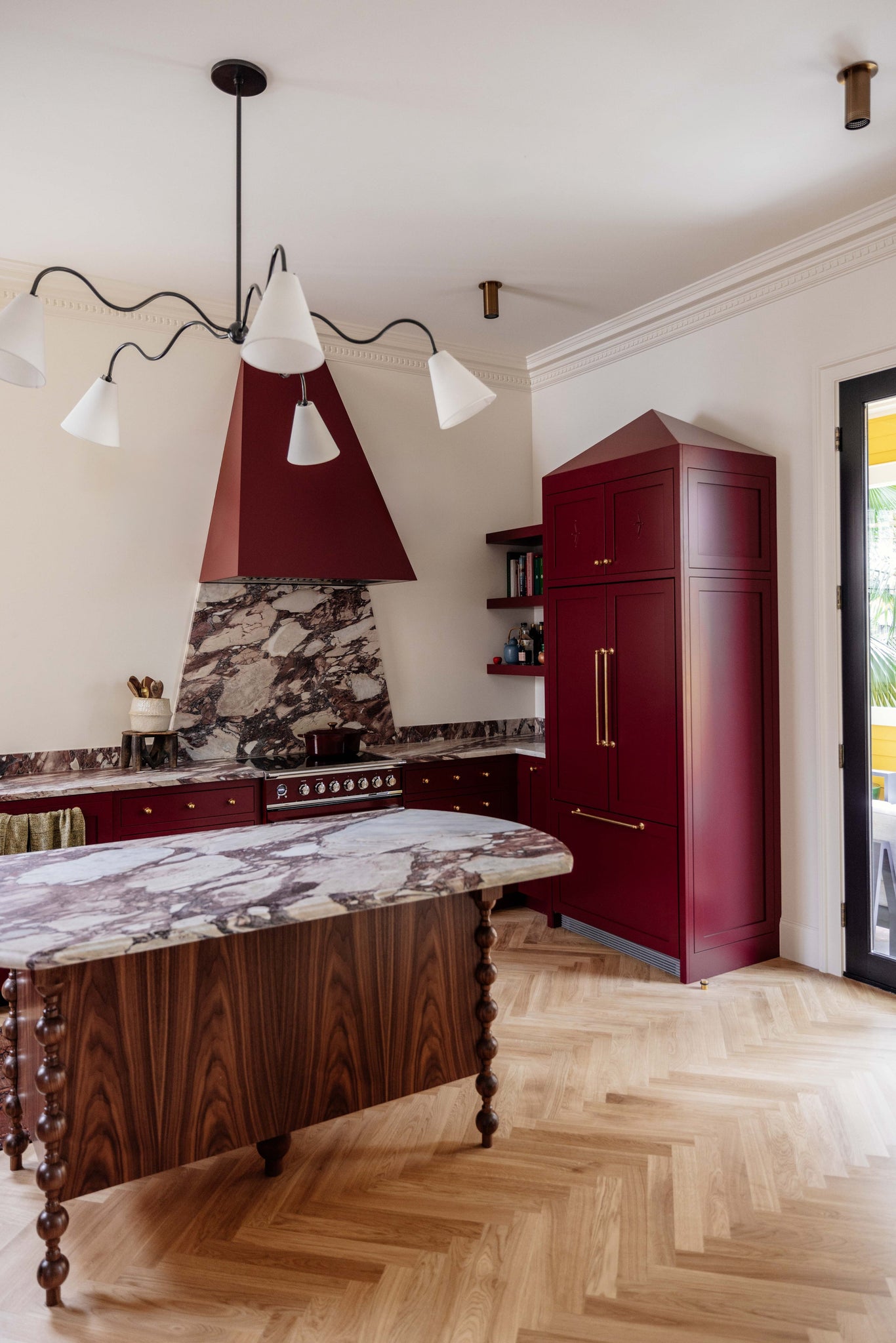 Berg Flush Mount styled in a hallway for warm, layered light at Laurie Yapp Home.