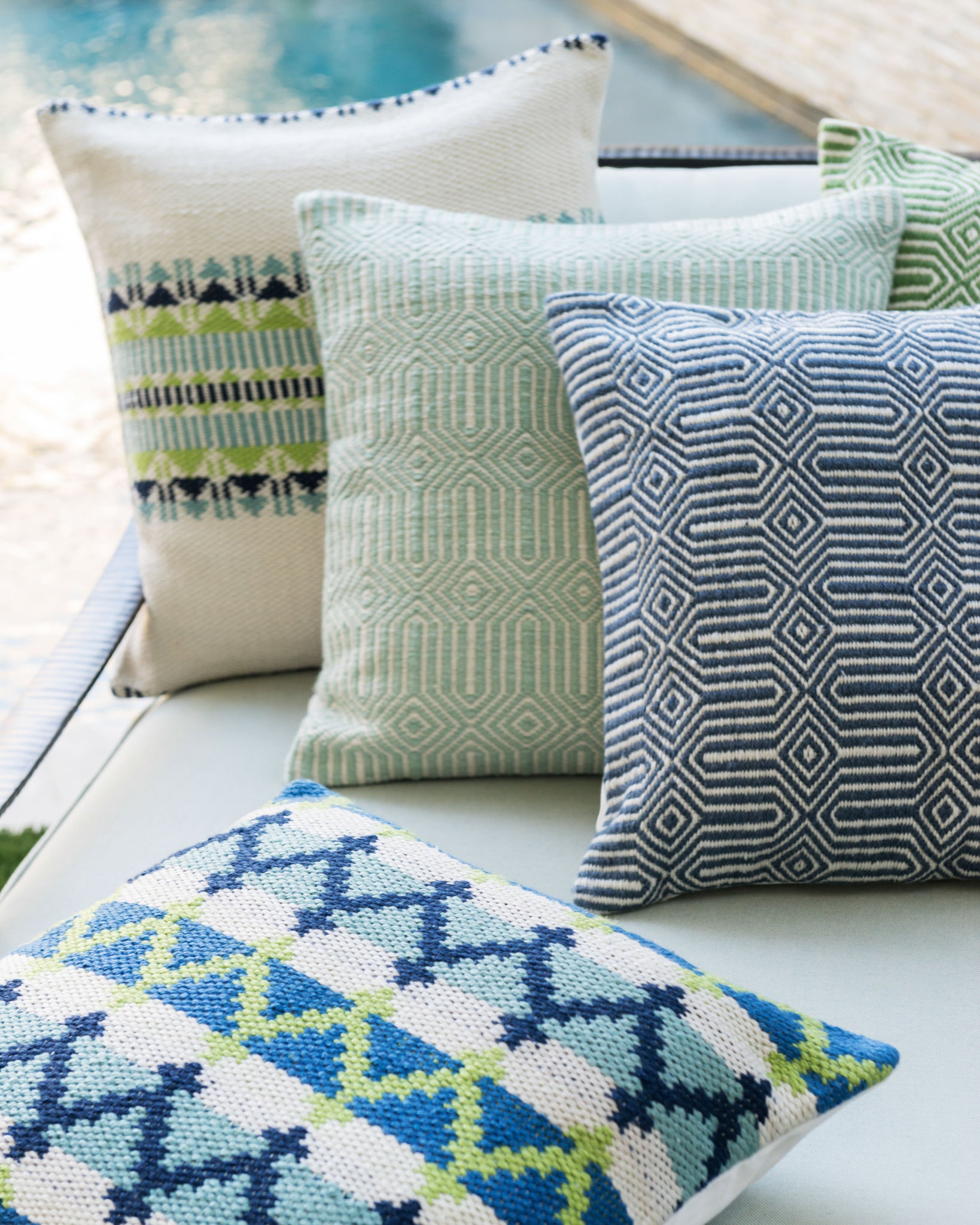 Blue / Ivory Pillow - Closer-In Roomscene #1 (V)