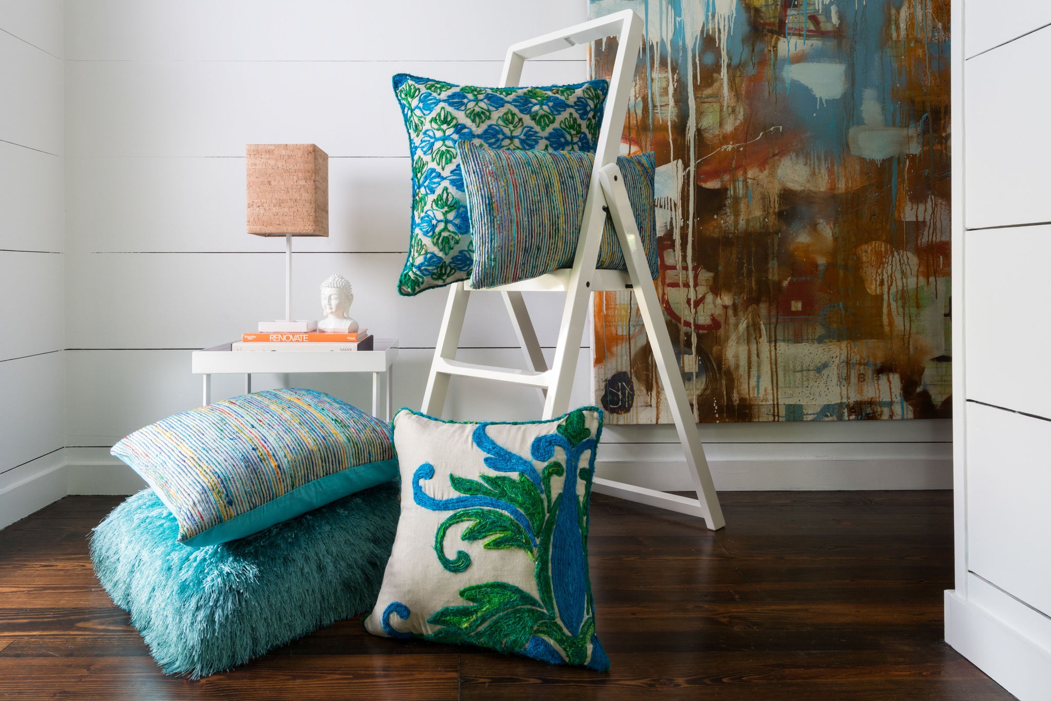 Blue / Multi Pillow - Roomscene #1 (H)