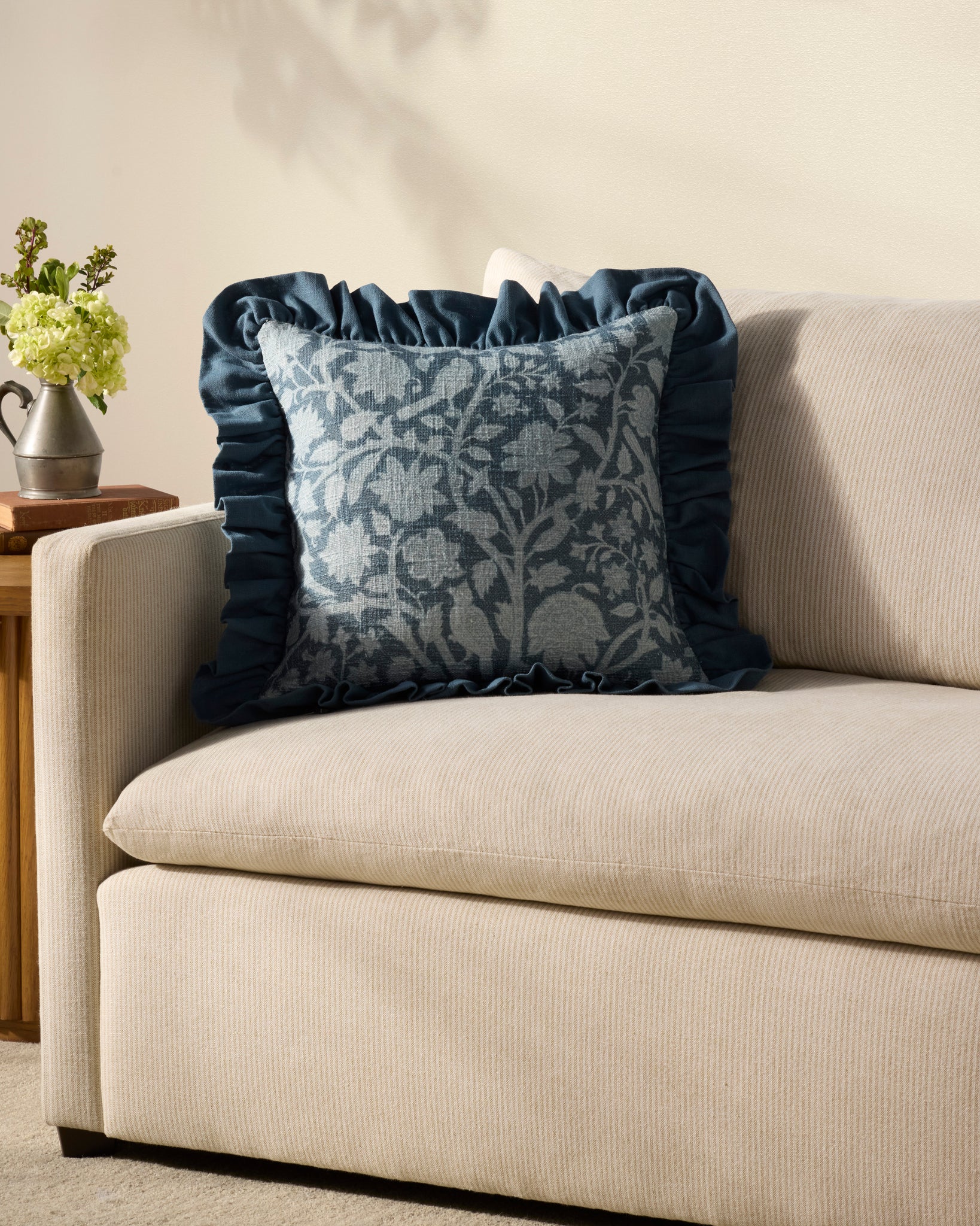 Kathleen Blue Pillow shown from another angle.