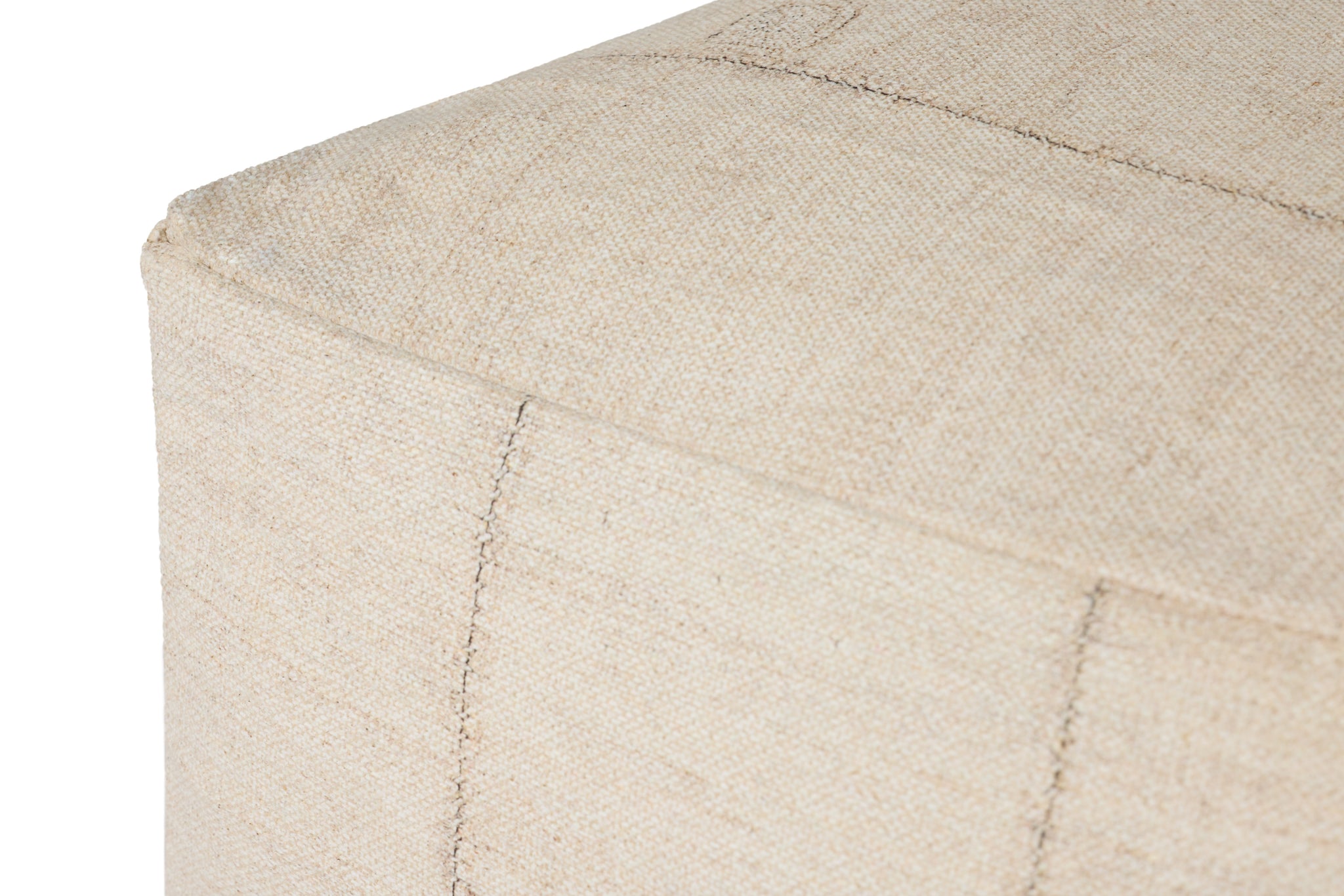 Ivory Pouf shown from a different angle to reveal its pattern.