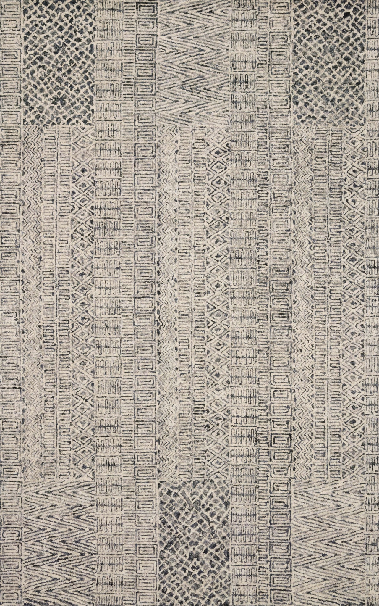 front view of Peregrine Charcoal luxury Rug