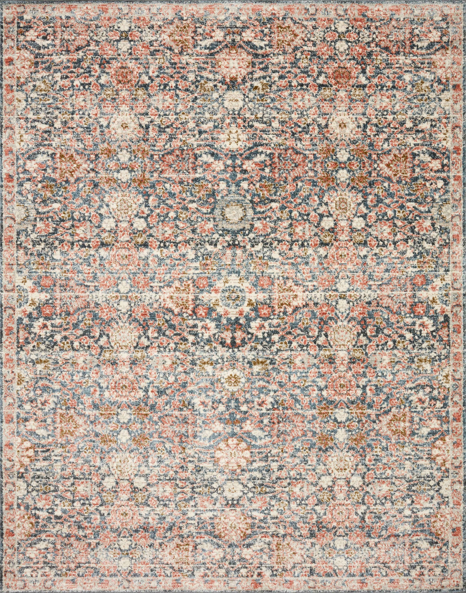 front view of Saban Navy / Rust luxury Rug